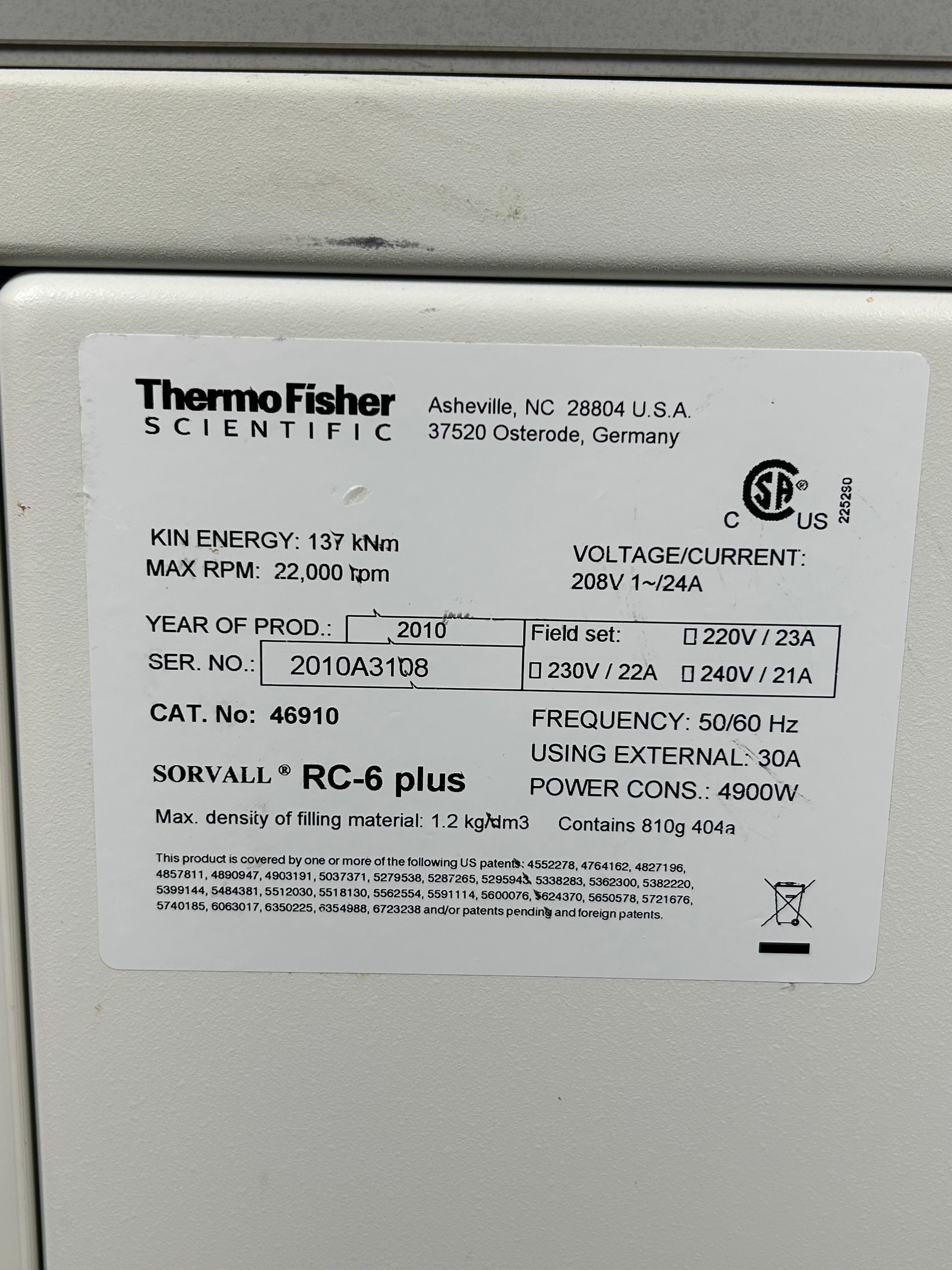 Thermo Scientific Sorvall RC 6 Plus Refrigerated Super Speed Centrifuge *Untested*