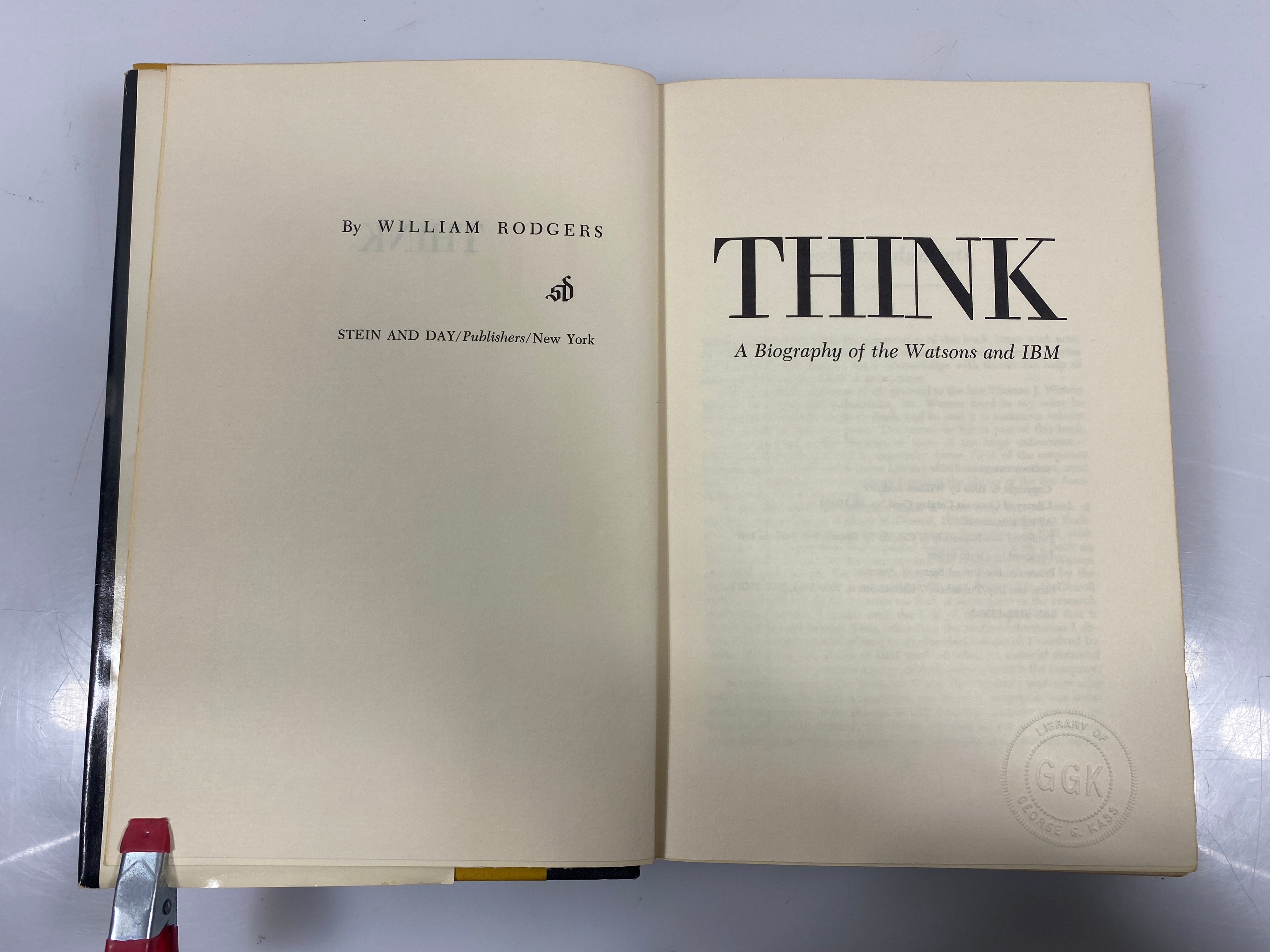 Think A Biography by William Rodgers 1969 HCDJ
