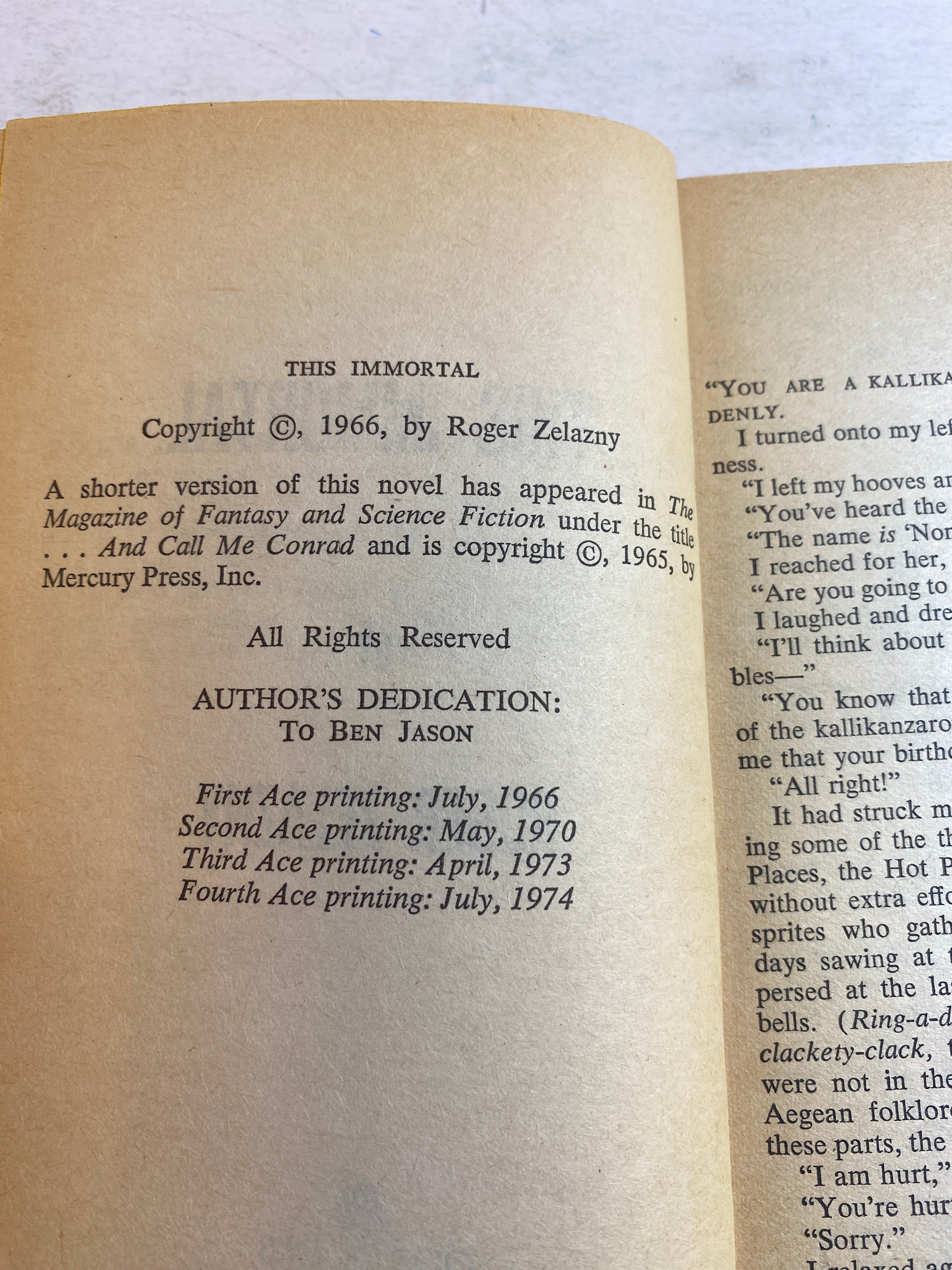 This Immortal Roger Zelazny SC 1974