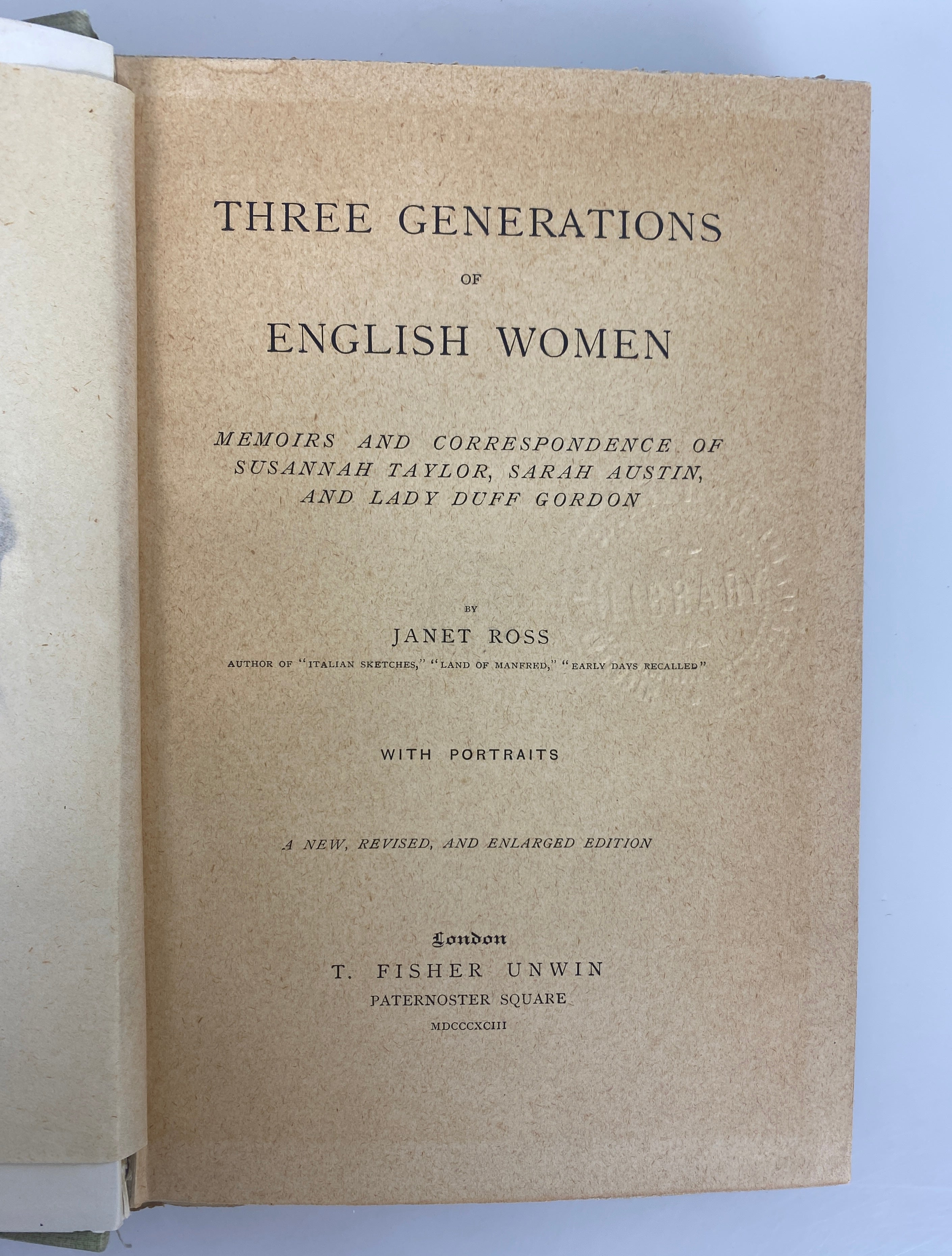 Three Generations of English Women Janet Ross Rare 1893 Antique Ex-Library HC