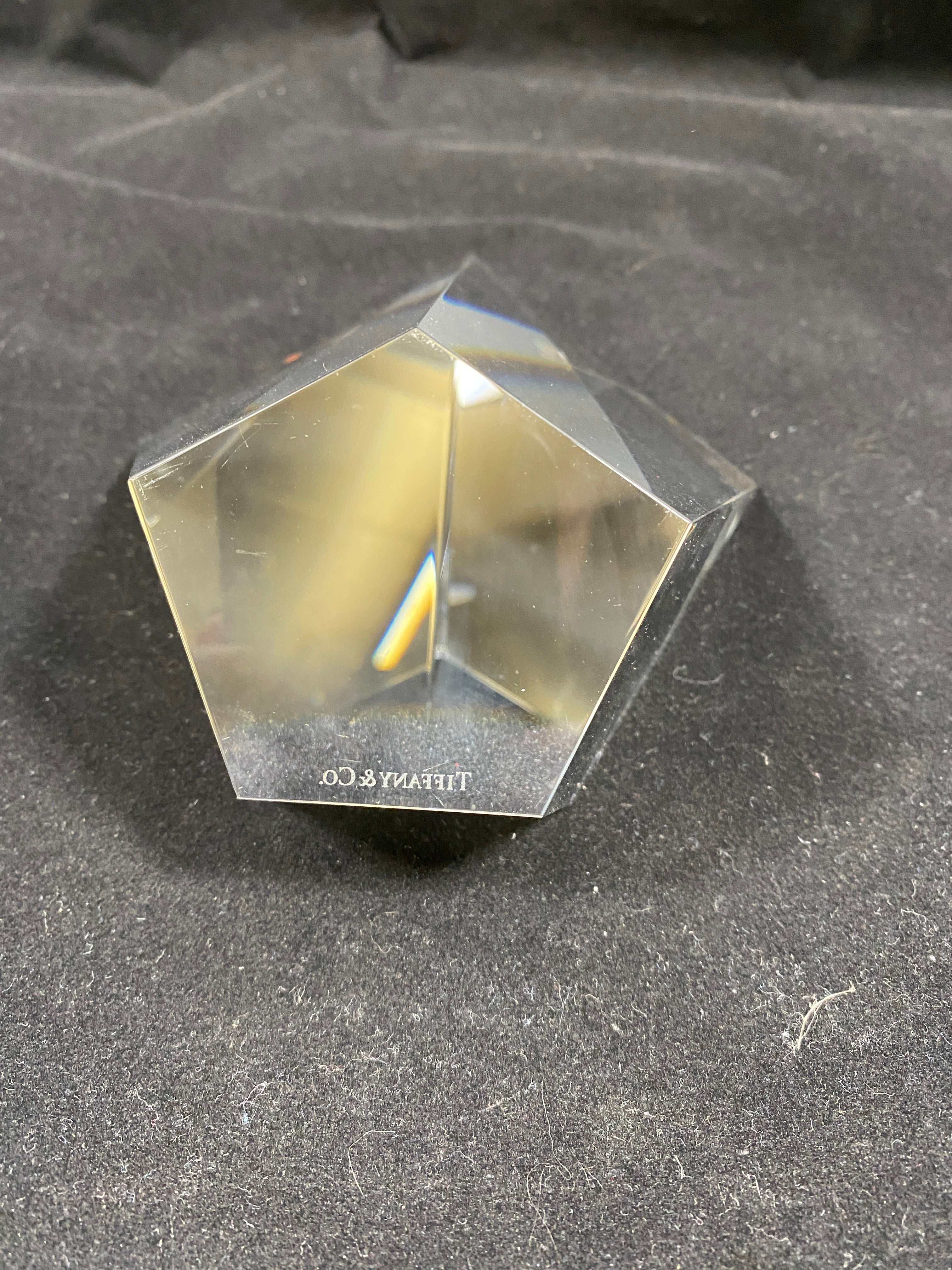 Tiffany & Co Crystal Geometric Design Paperweight