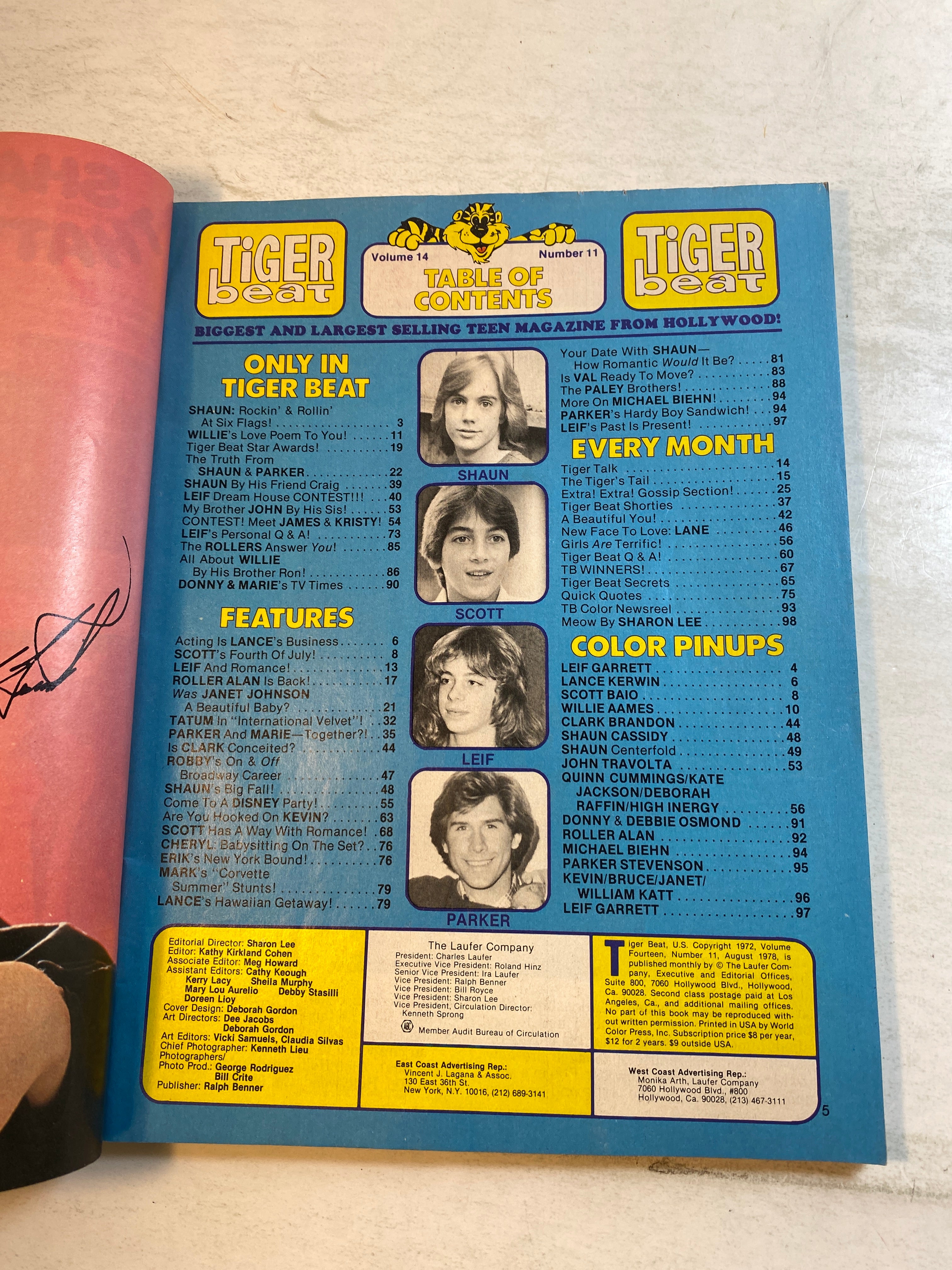 Tiger Beat Magazine August 1978 Shaun Cassidy