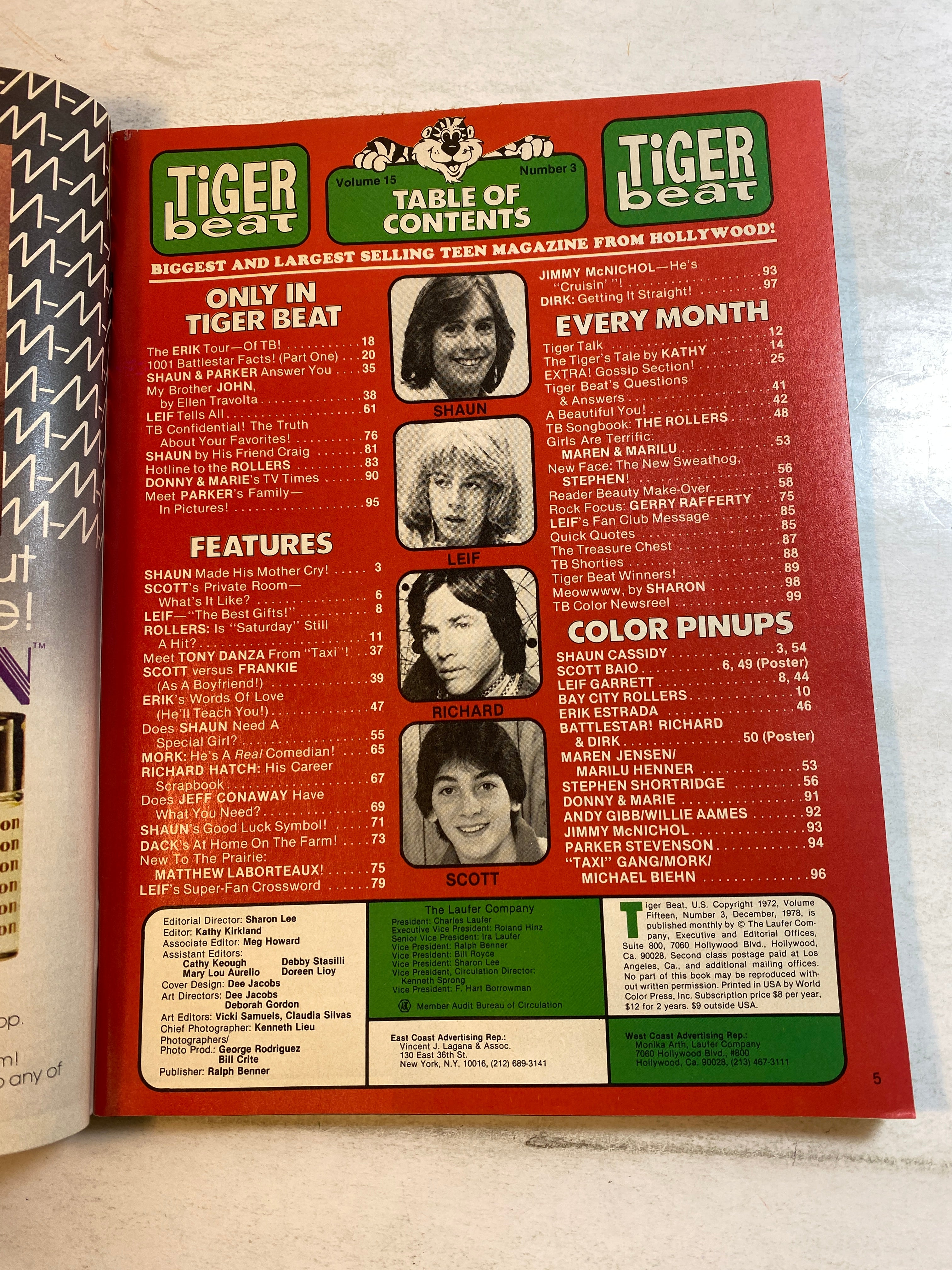 Tiger Beat Magazine December 1978 Shaun Cassidy Scott Baio