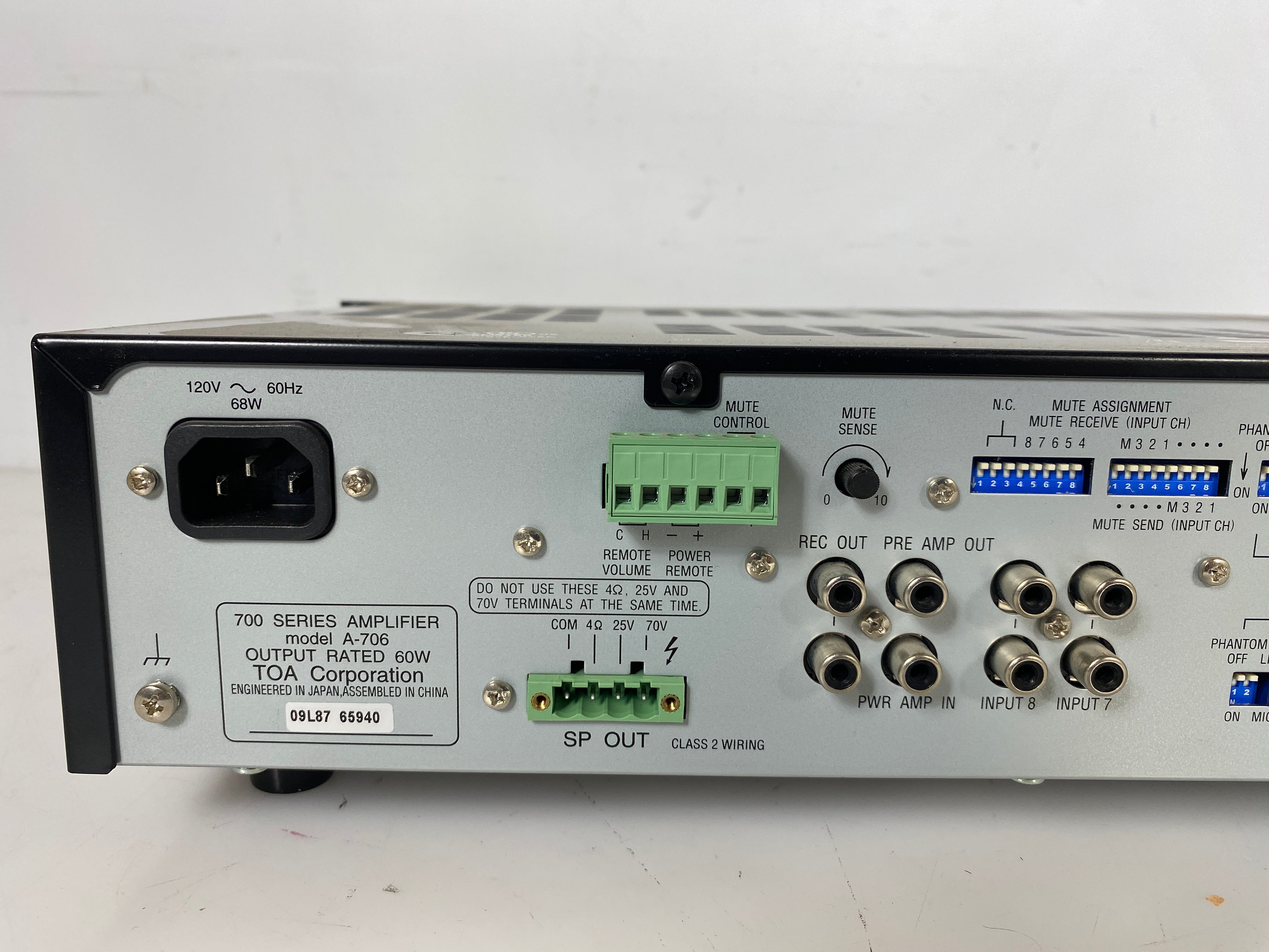 Toa Electronics A-706 9-Channel Integrated Amplifier (60W) *Powers On Only*