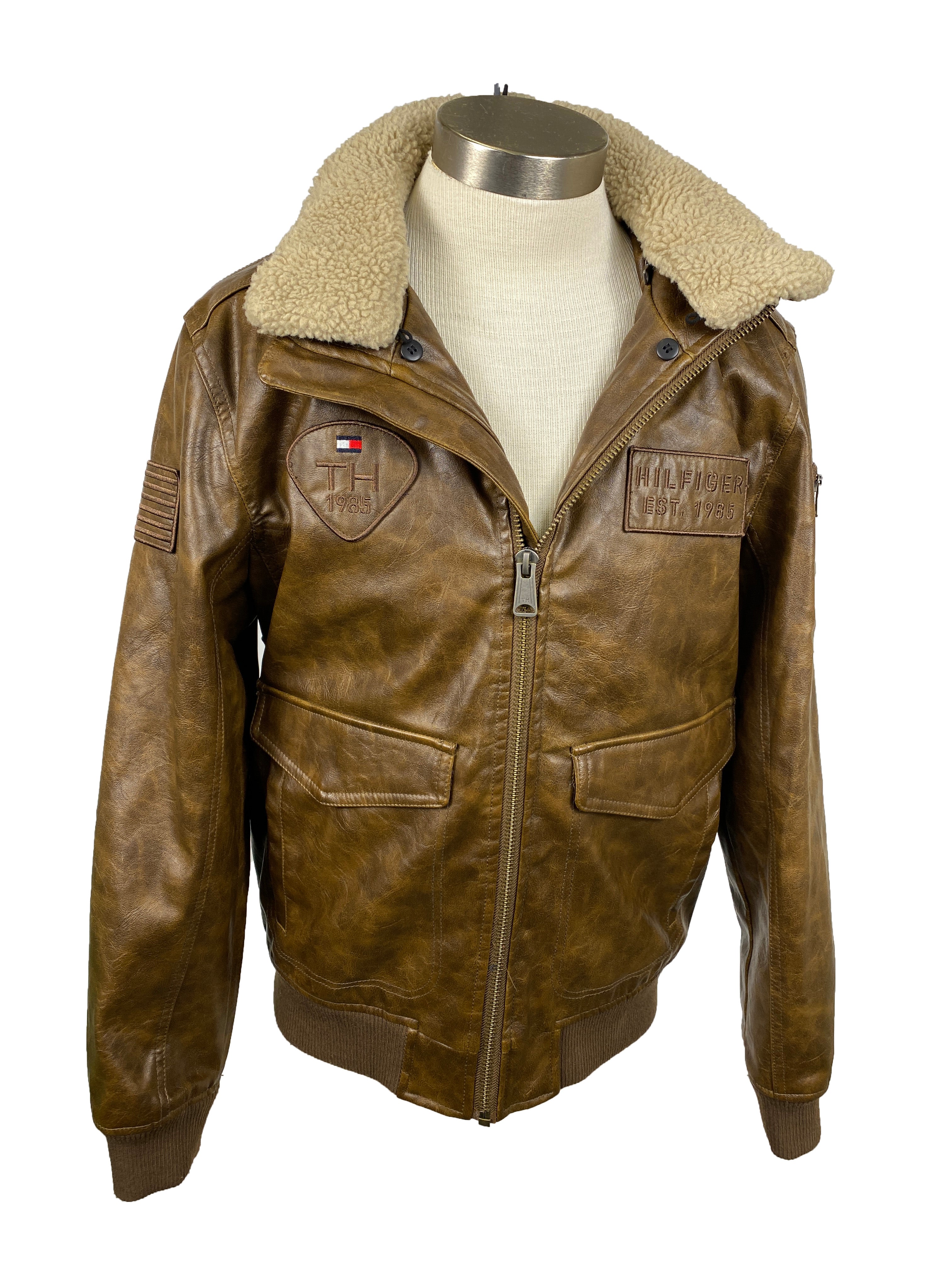Tommy Hilfiger Faux Leather Top Gun Aviator Jacket Men's Size M