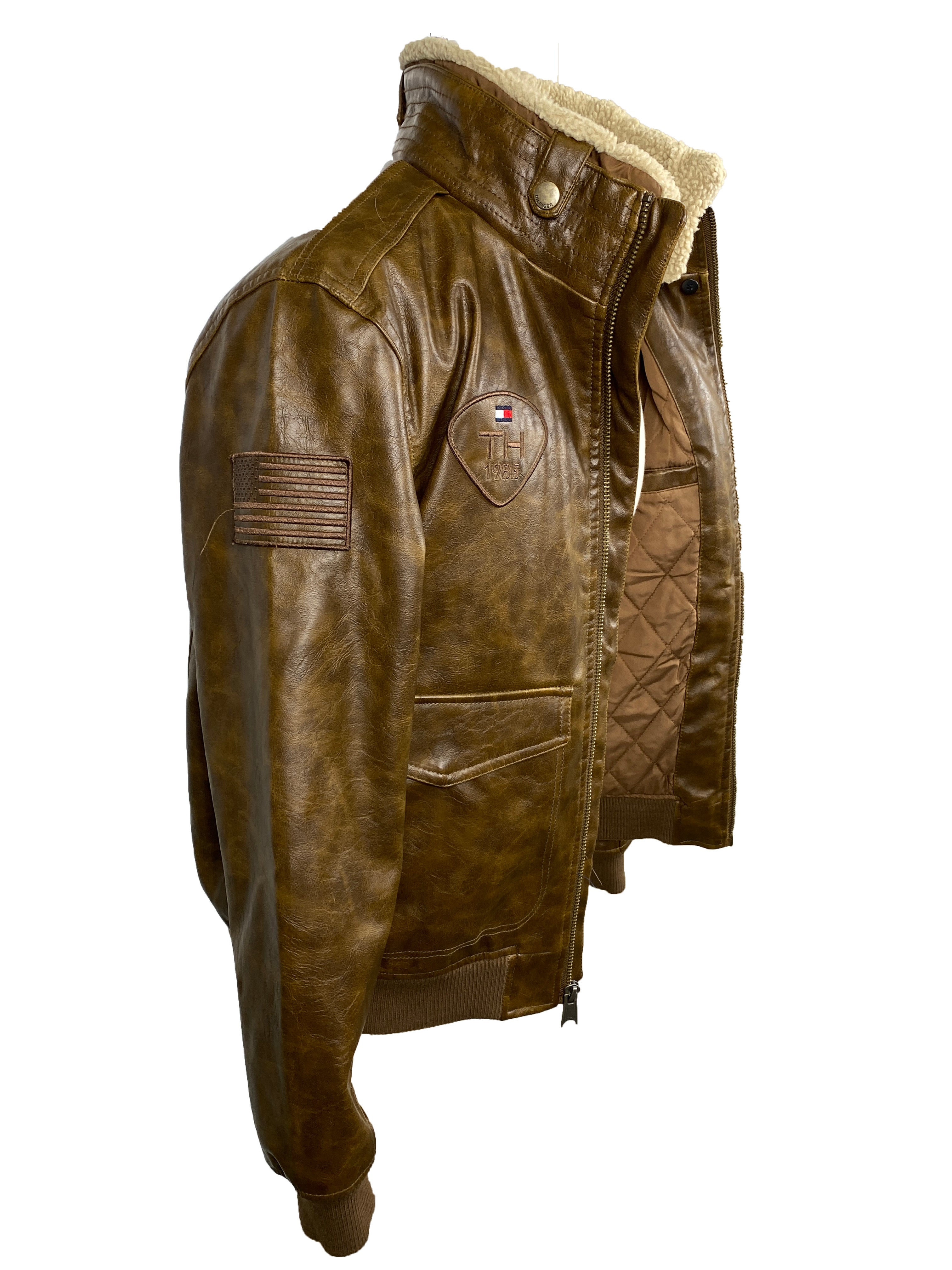 Tommy Hilfiger Faux Leather Top Gun Aviator Jacket Men's Size M