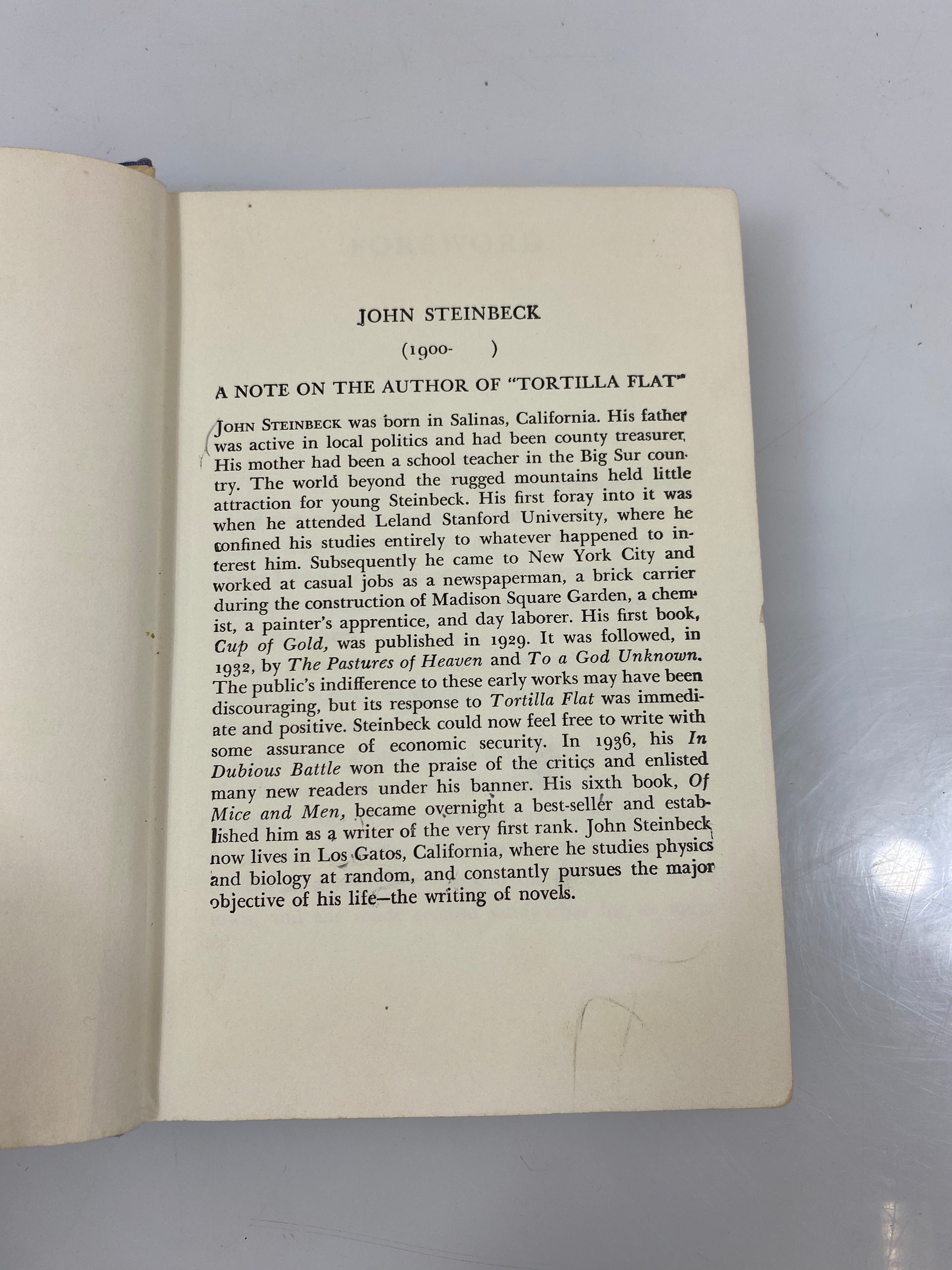 Tortilla Flat by John Steinbeck Modern Library Ex-library 1937 HCDJ