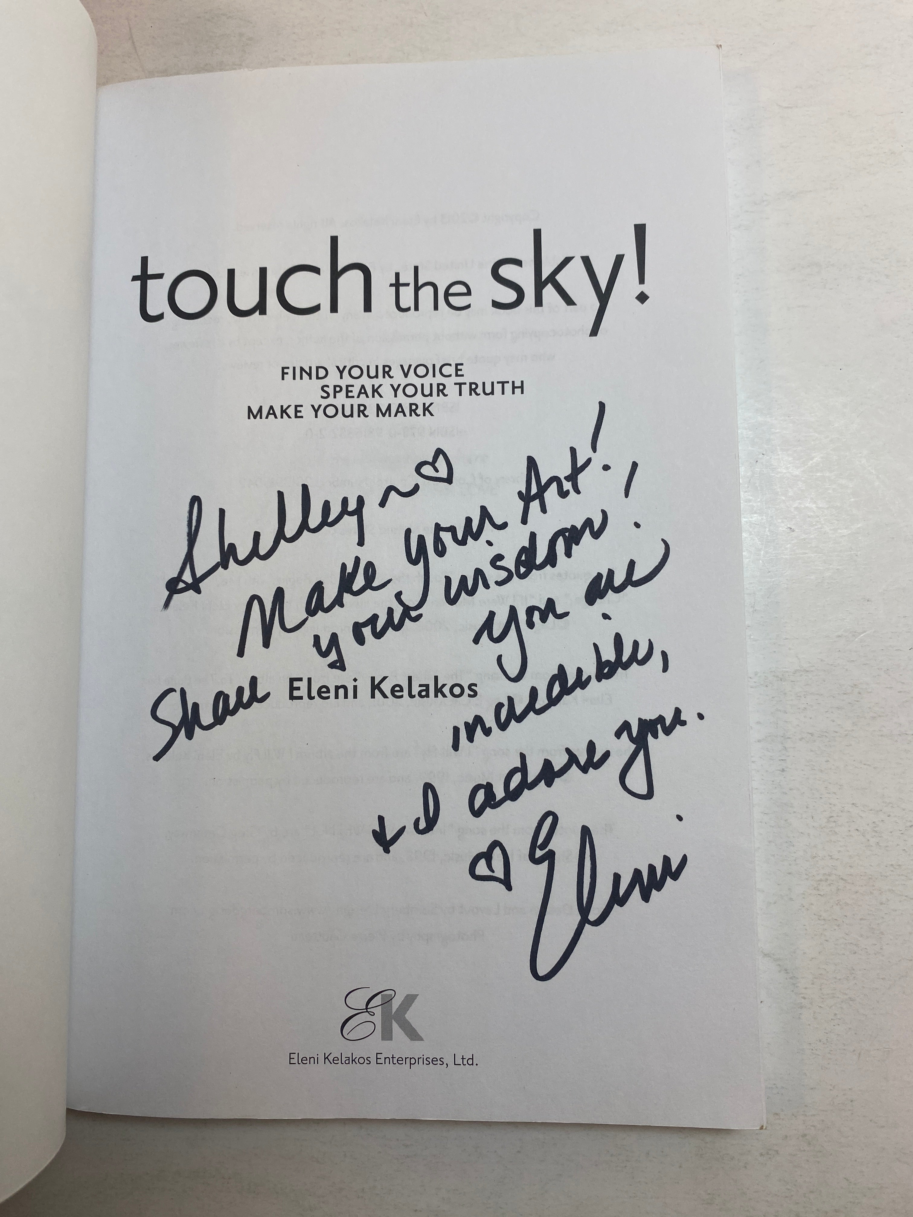 Touch the Sky Eleni Kelakos SC 2013 *Signed*