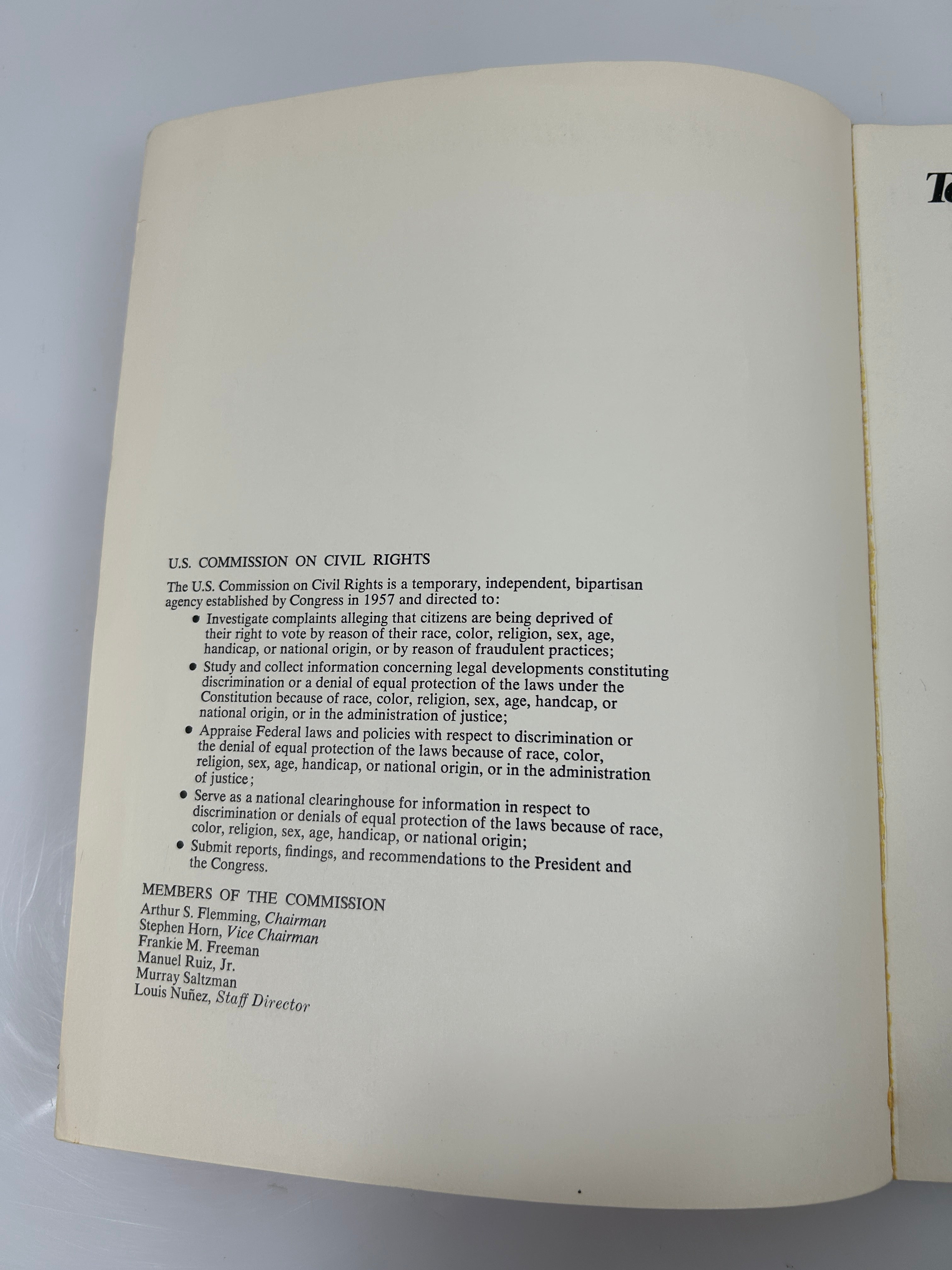 Toward an Understanding of Bakke May 1979 US Commission on Civil Rights SC