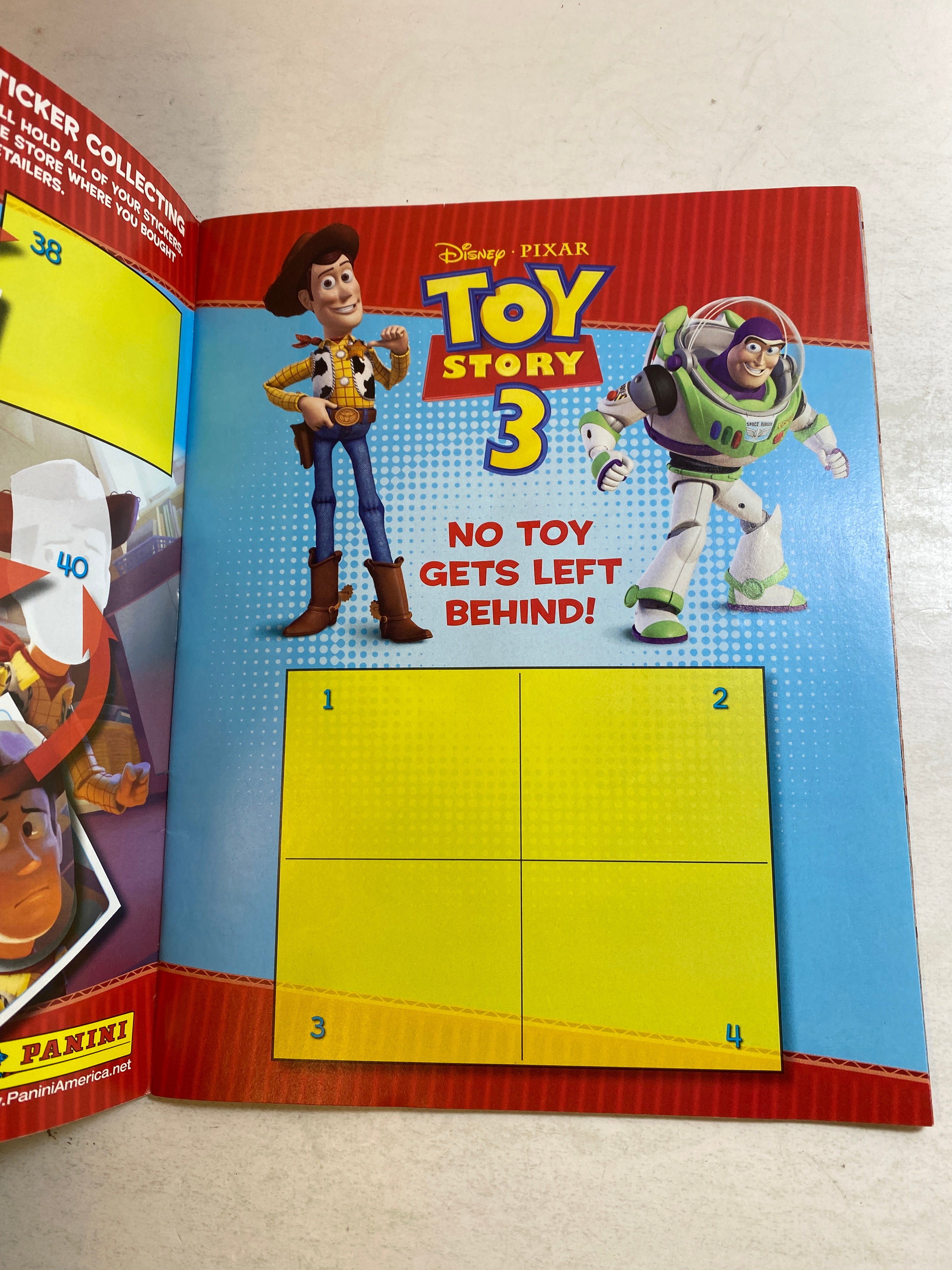 Toy Story 3 Panini Sticker Book w/ unopened packet of stickers *New*