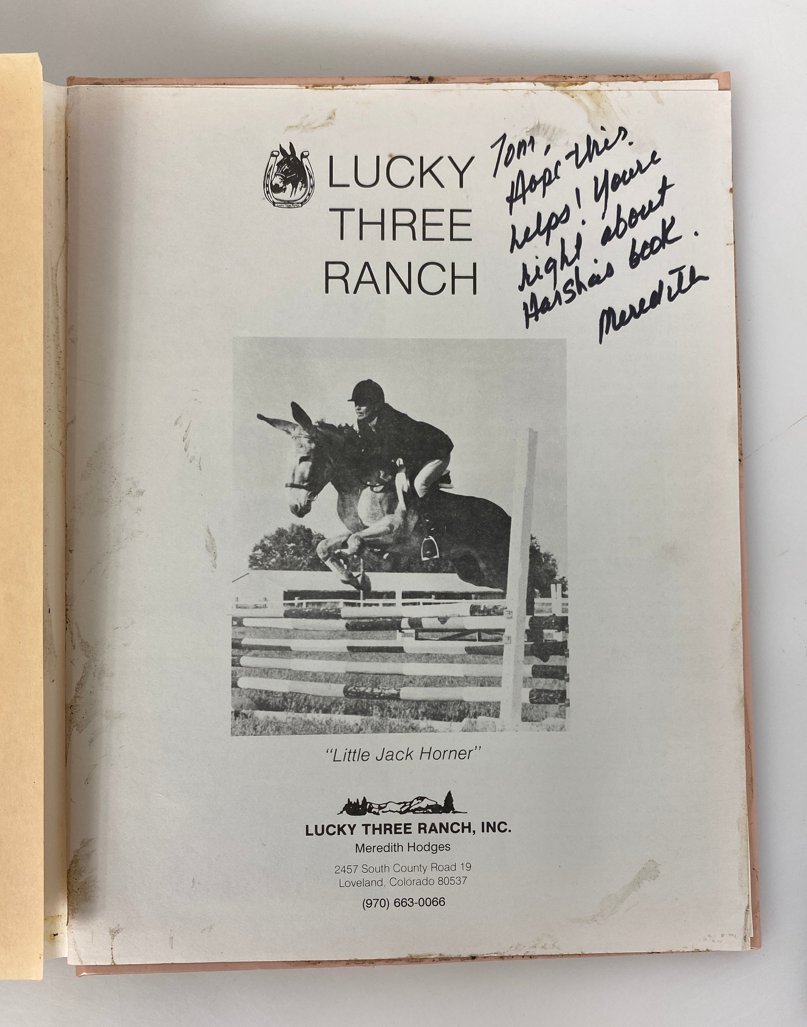 Training Mules and Donkeys by Meredith Hodges 1993 HCDJ w Signed Ephemera