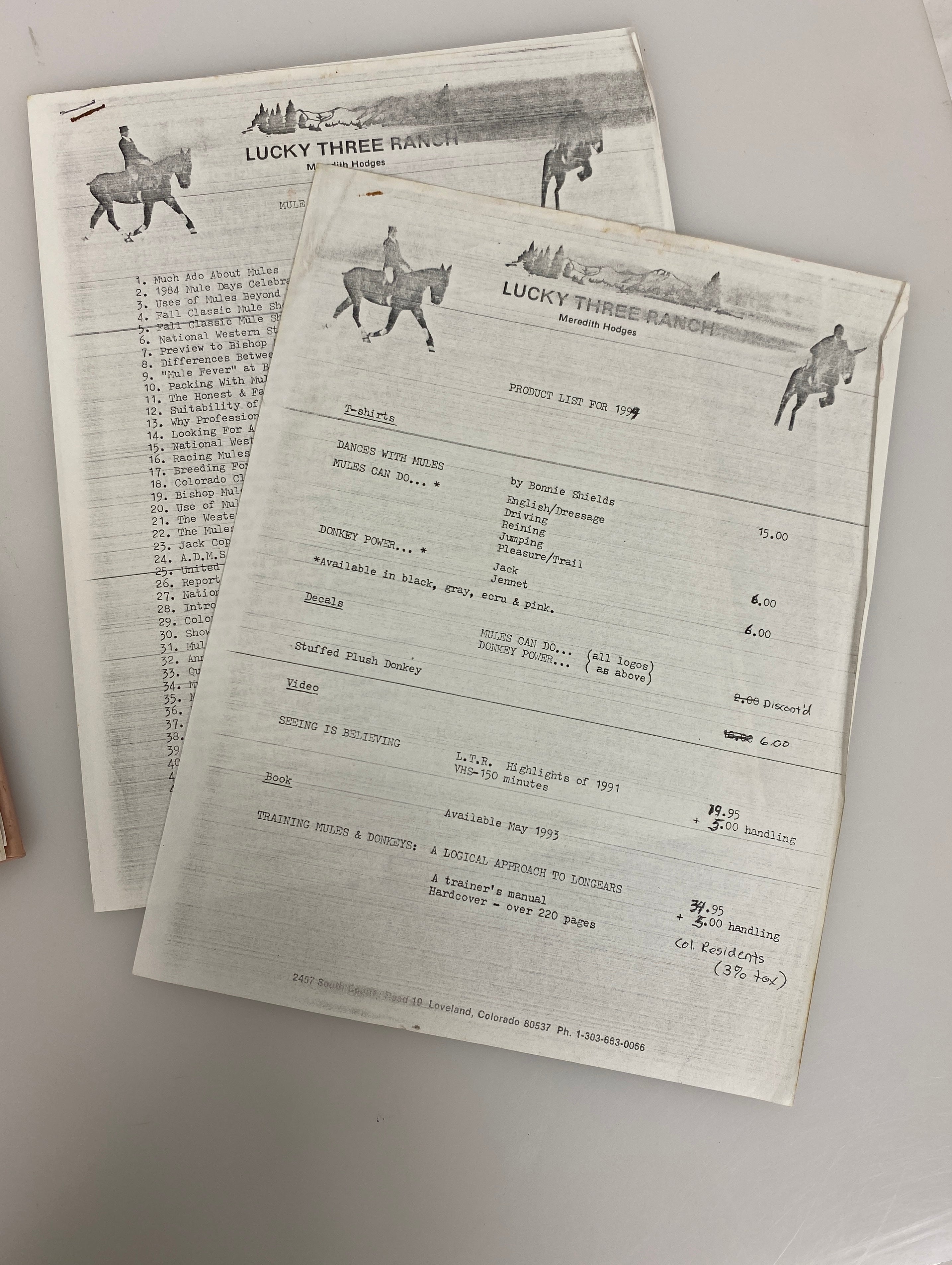 Training Mules and Donkeys by Meredith Hodges 1993 HCDJ w Signed Ephemera