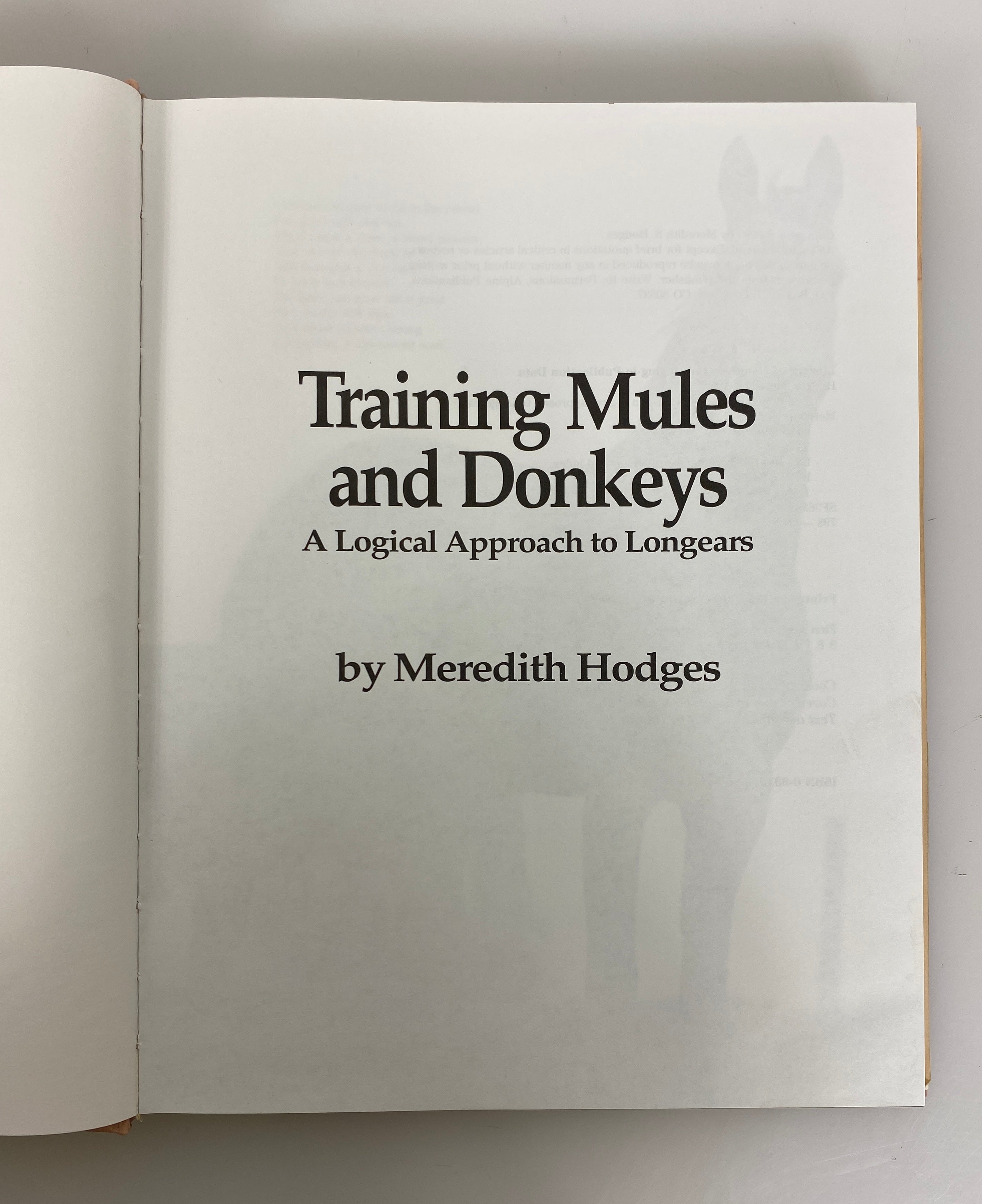 Training Mules and Donkeys by Meredith Hodges 1993 HCDJ w Signed Ephemera