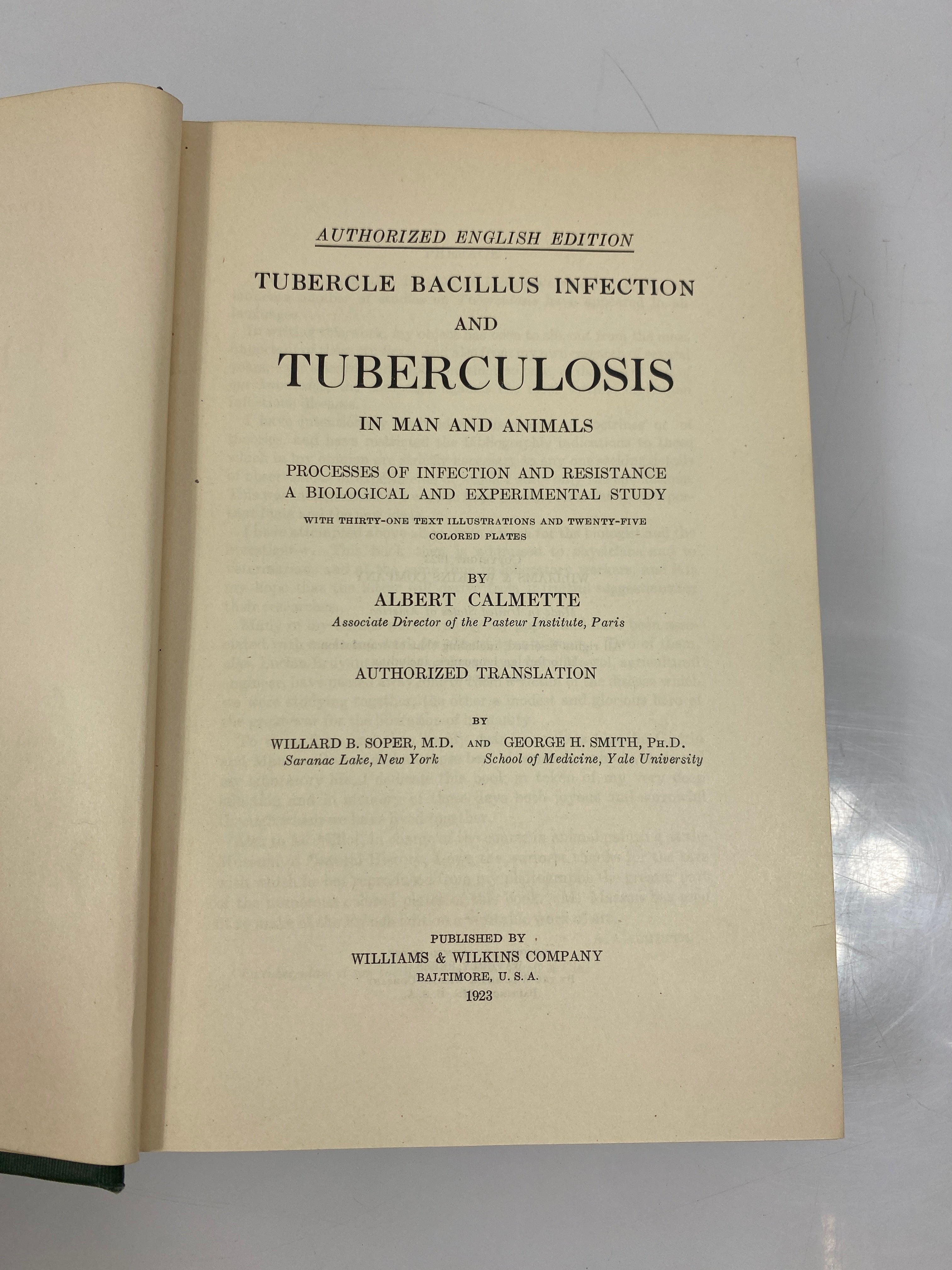 Tubercle Bacillus Infection and Tuberculosis by Calmette Ex-library 1923 HC