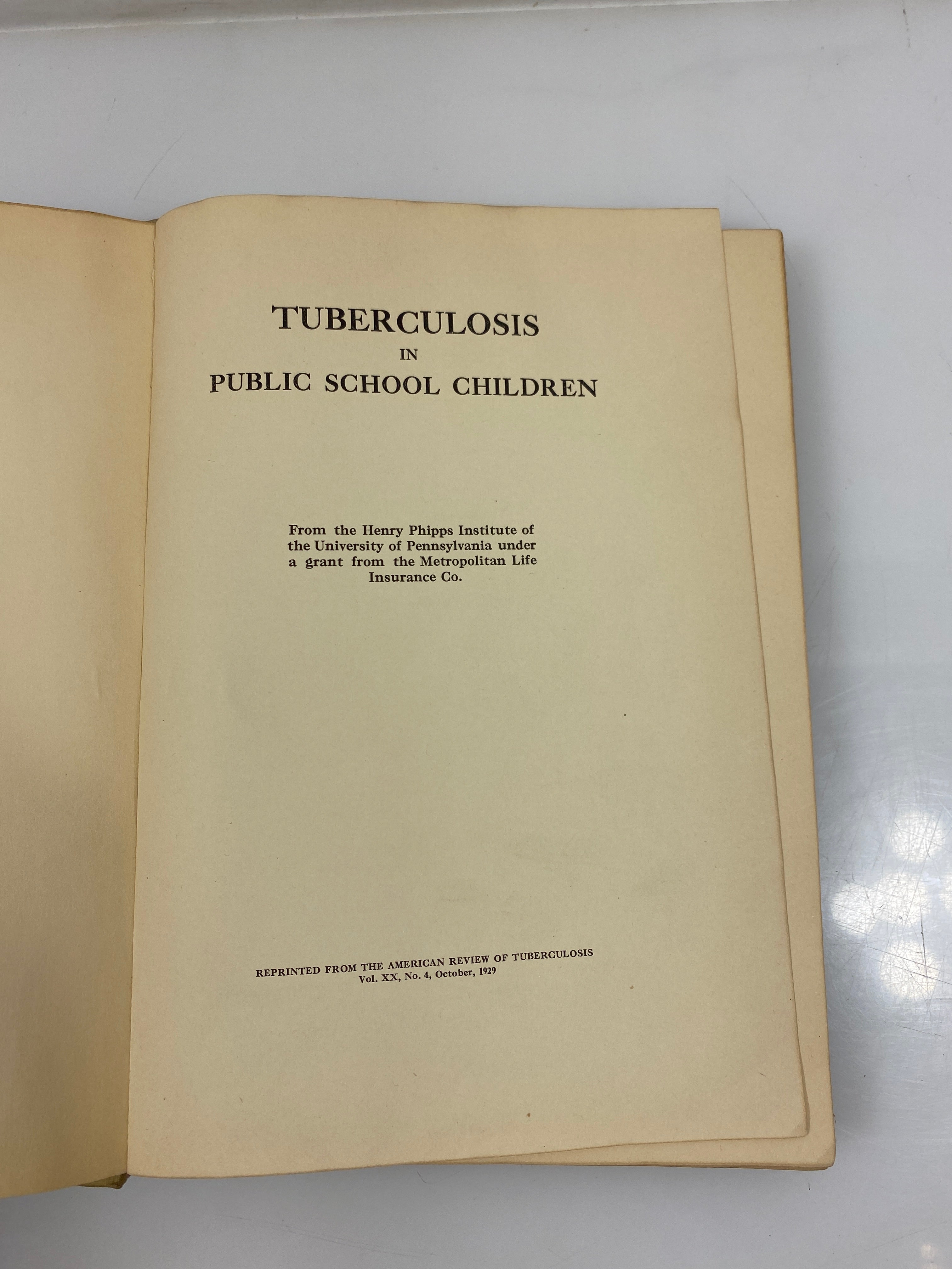 Tuberculosis in Public School Children Henry Phipps Institute Ex-Library HC