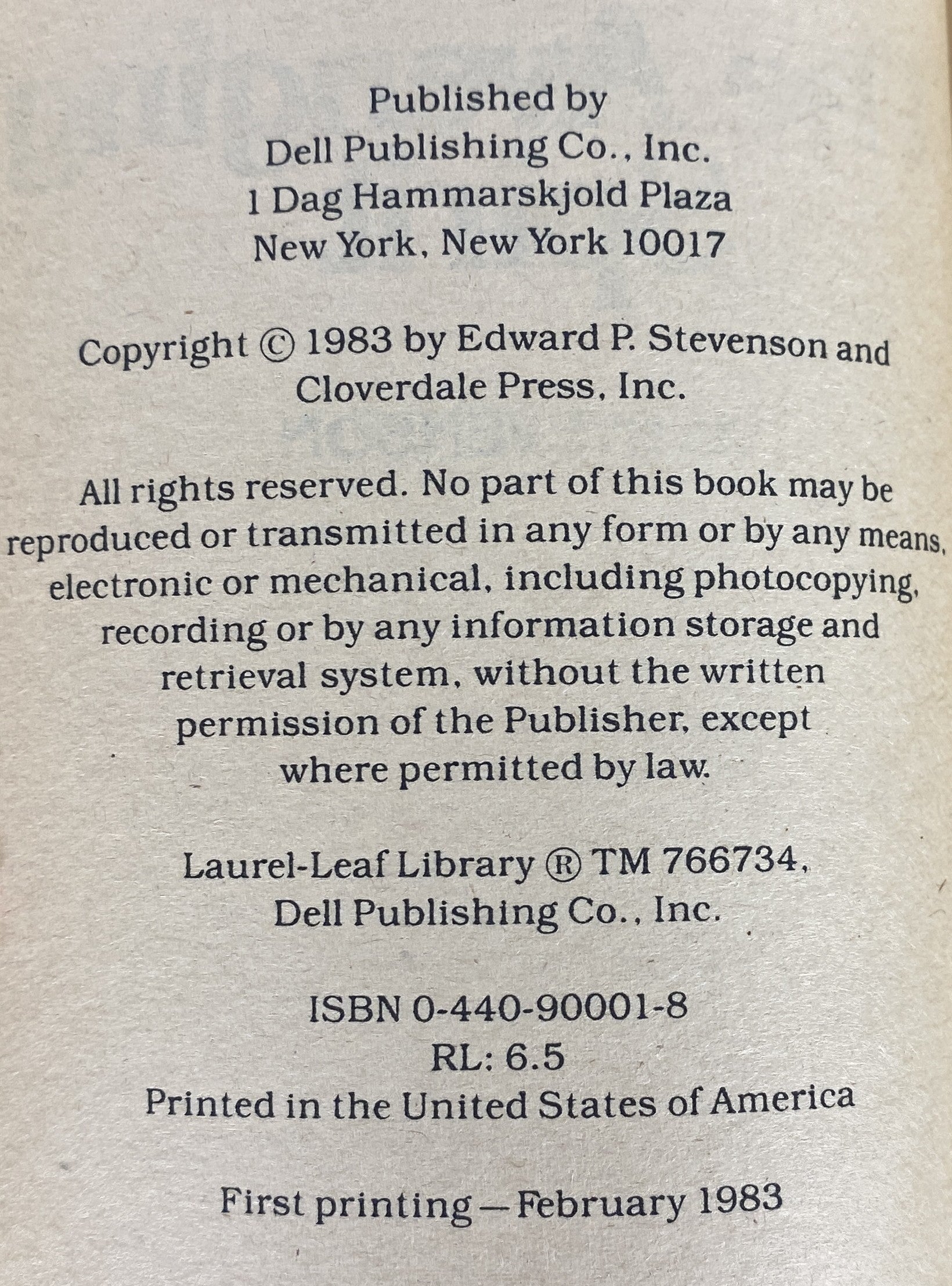Twilight Series #10 The Avenging Spirit E. Stevenson 1983 First Edition