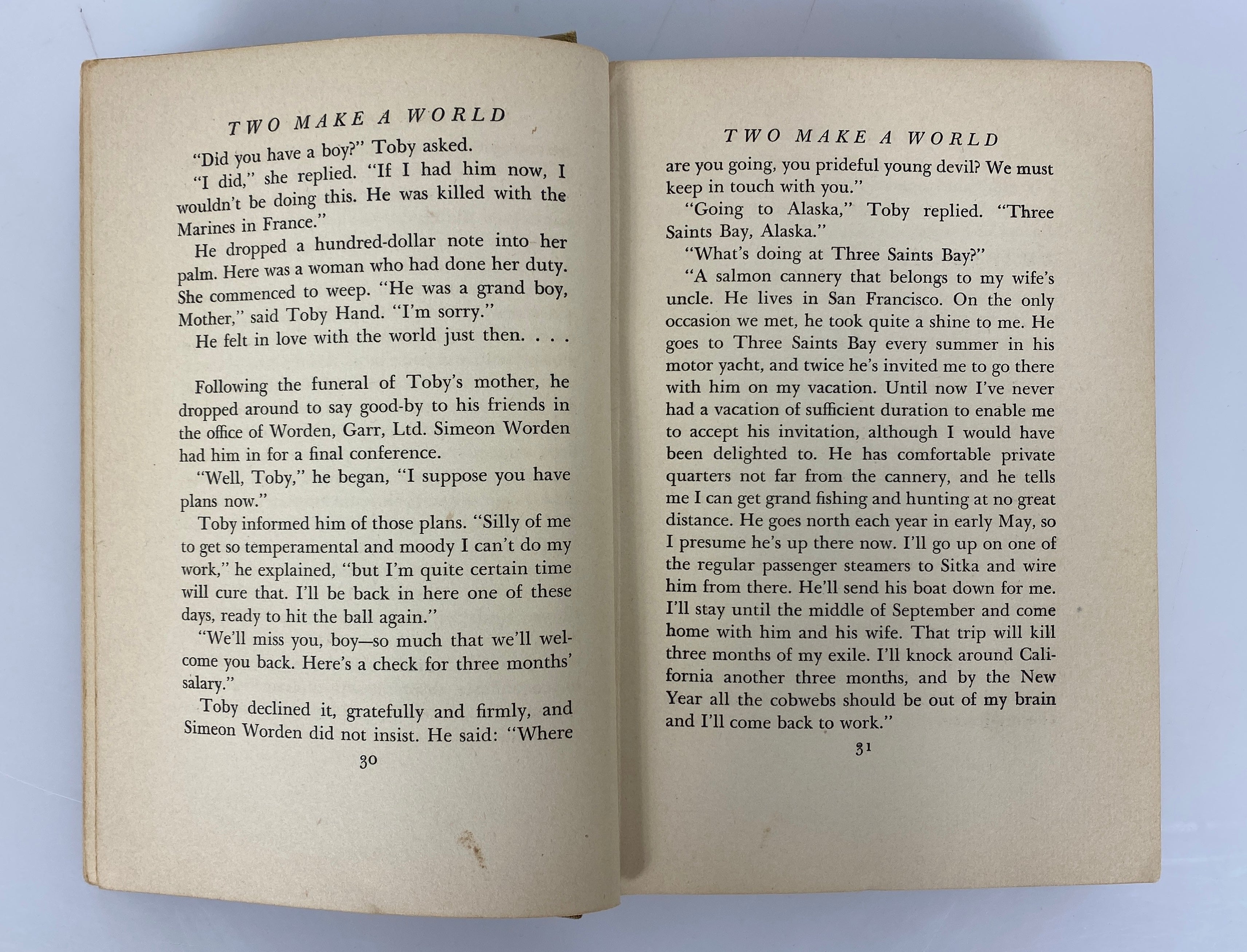 Two Make a World by Peter B. Kyne 1932 H.C. Kinsey Vintage HC