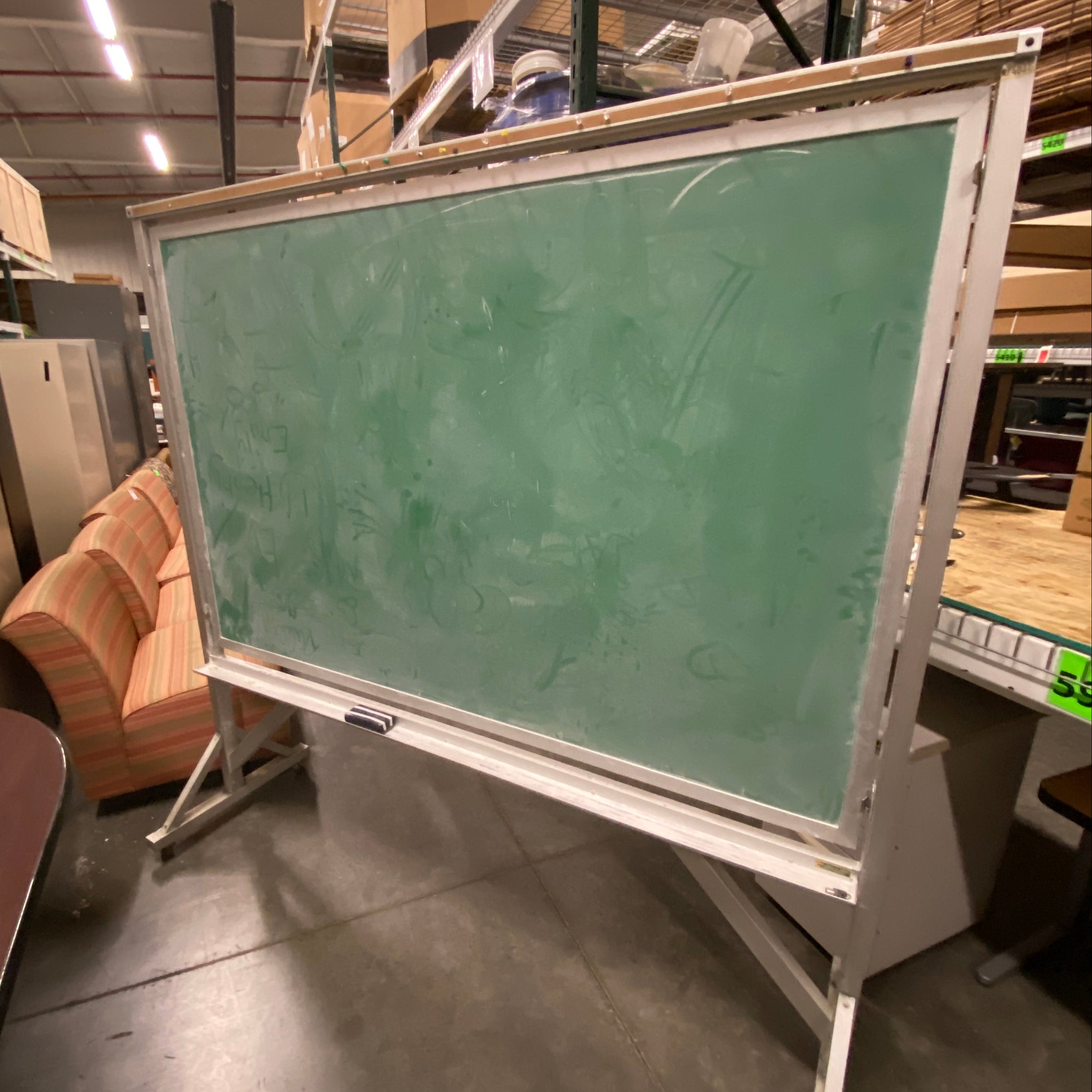Two-Sided Green 48x72" Rolling Chalkboard w/ Metal Frame