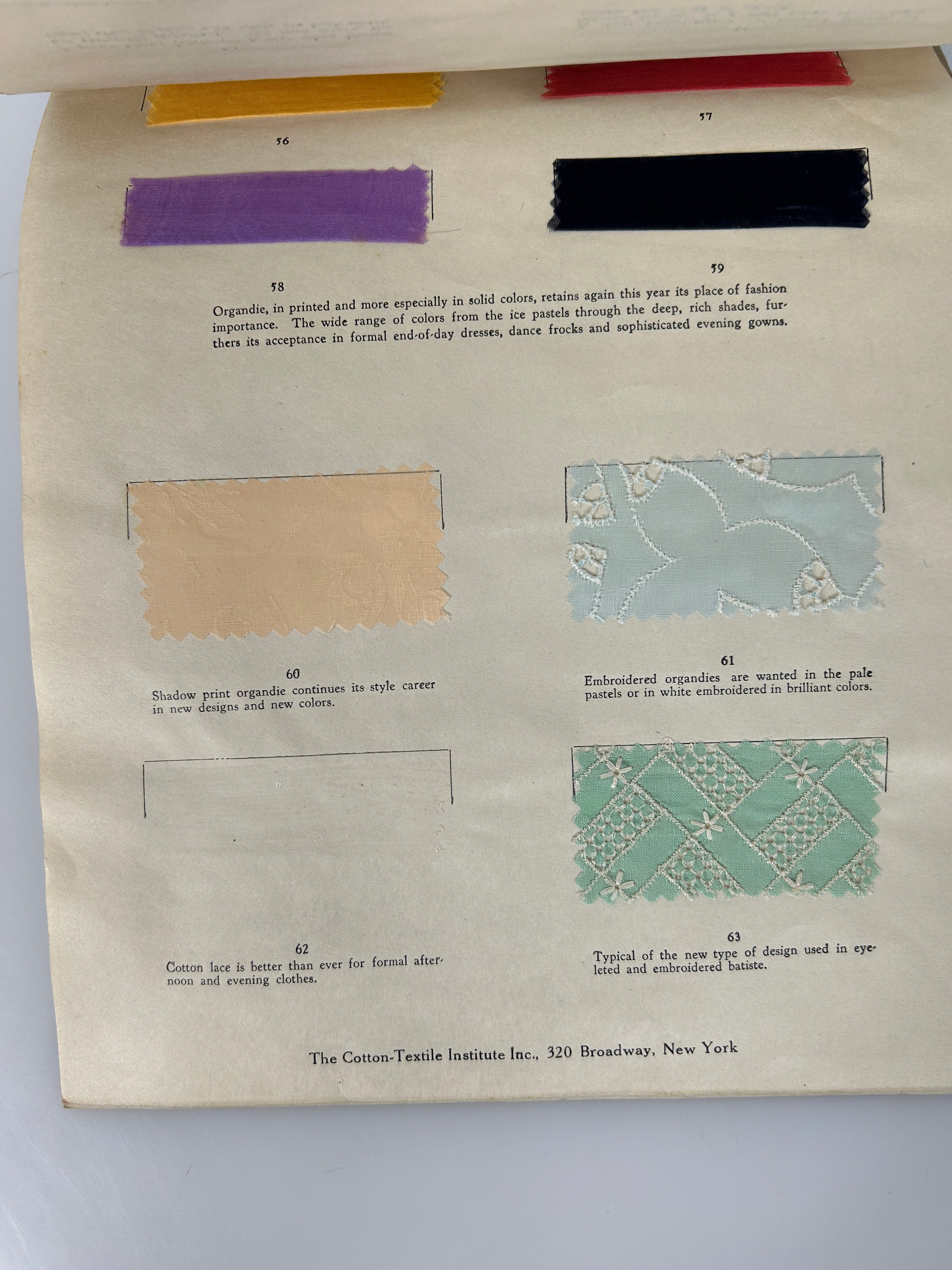 Types of Fashionable Cotton Fabrics for Spring Vintage Sample Book 1932