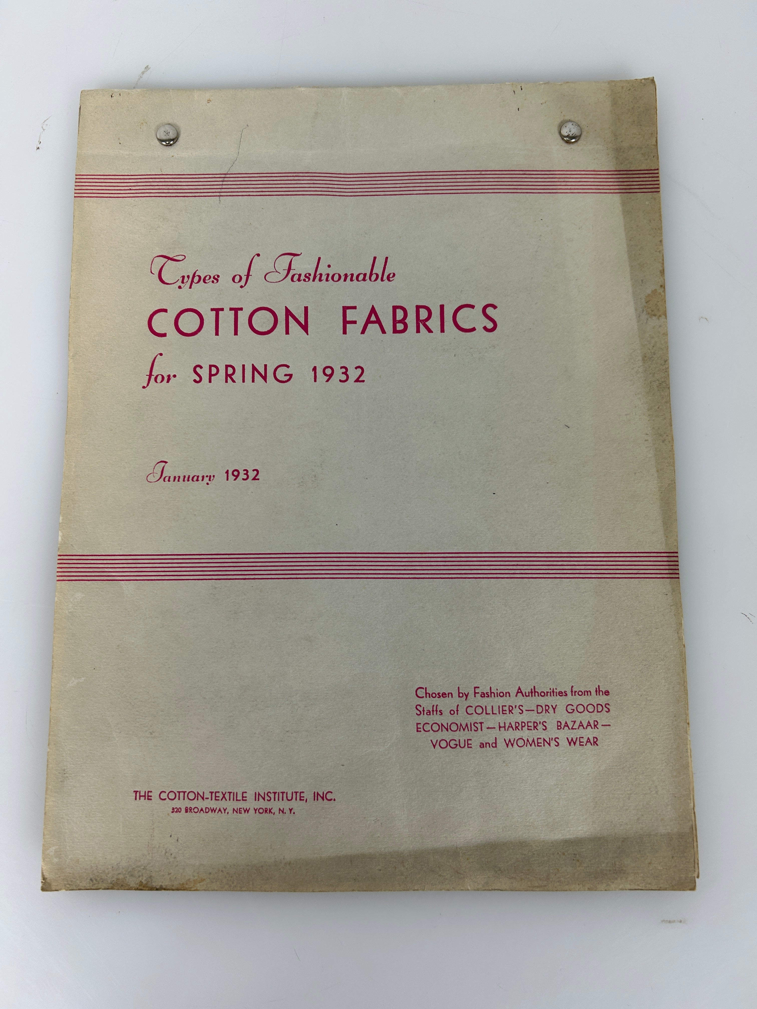 Types of Fashionable Cotton Fabrics for Spring Vintage Sample Book 1932