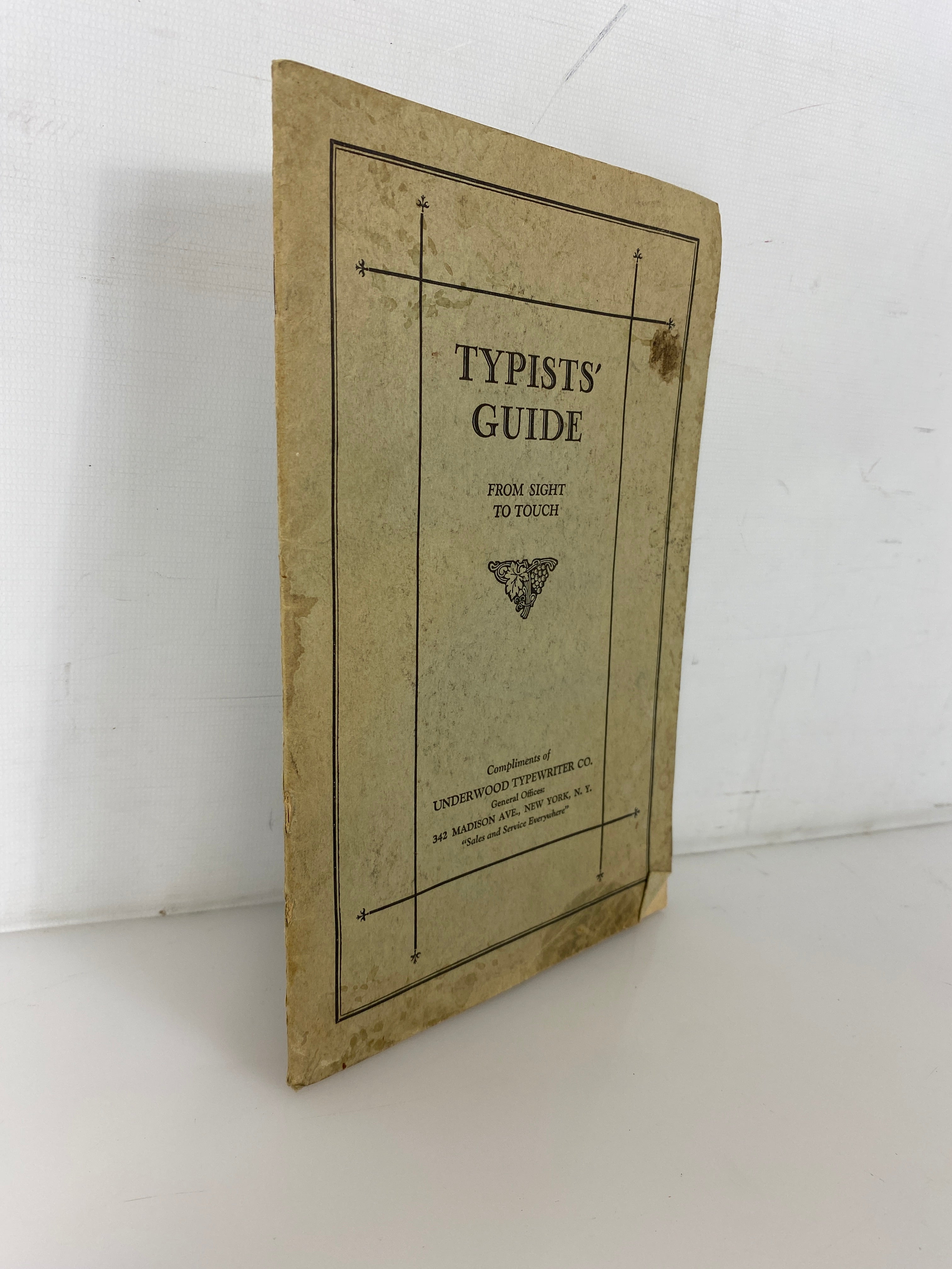 Typists' Guide From Sight to Touch by Charles Smith 1929 Antique SC