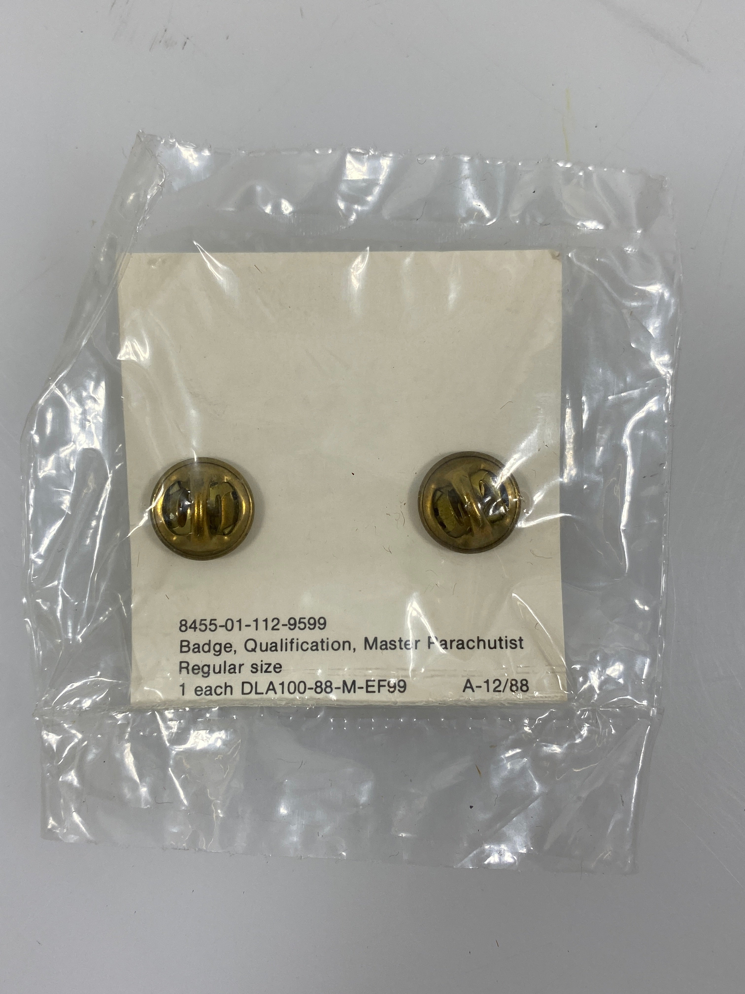 U.S. Army Master Parachutist Silver Badge Pin