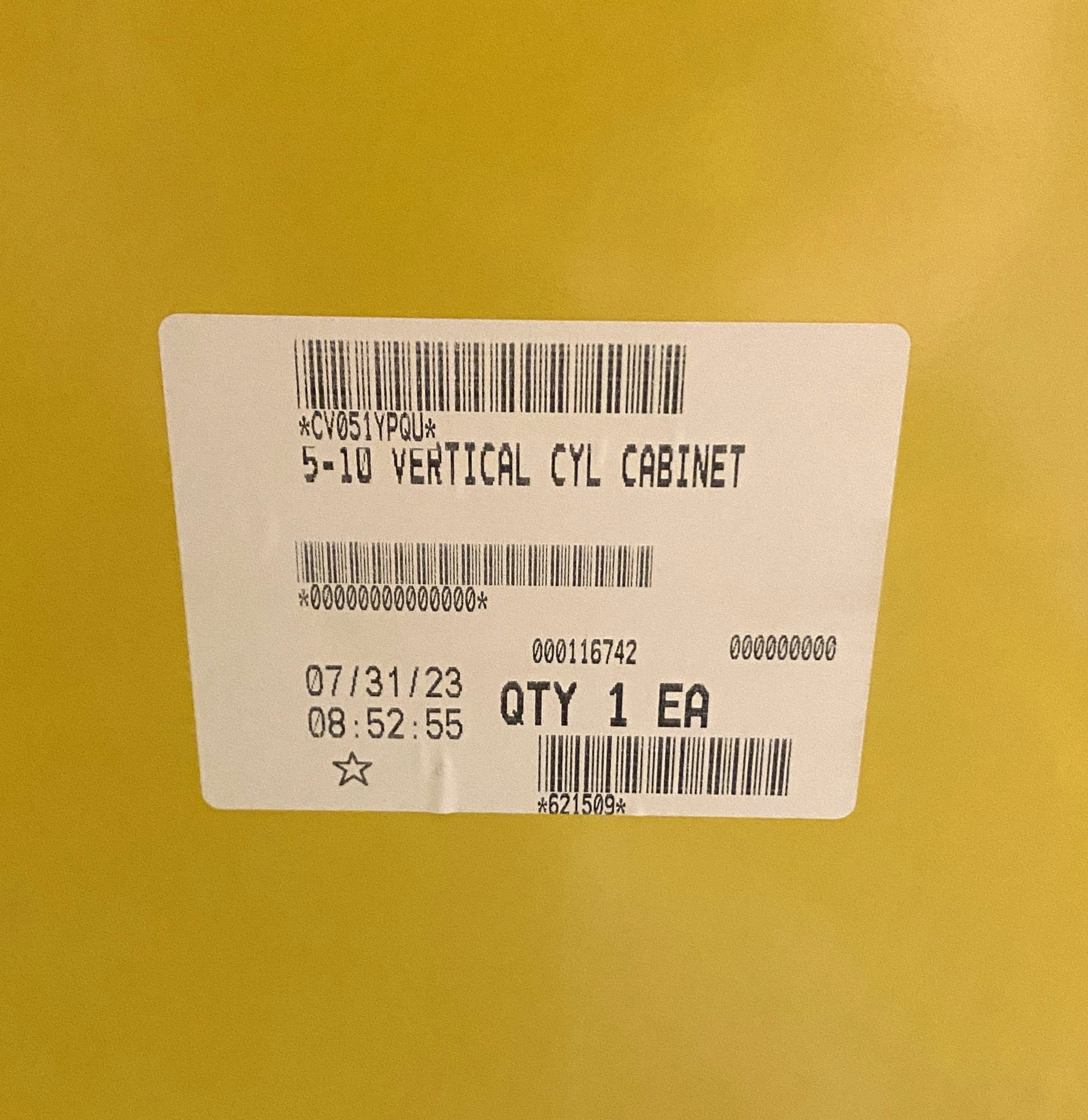 Uline 5-10 Vertical Cylinder Cabinet