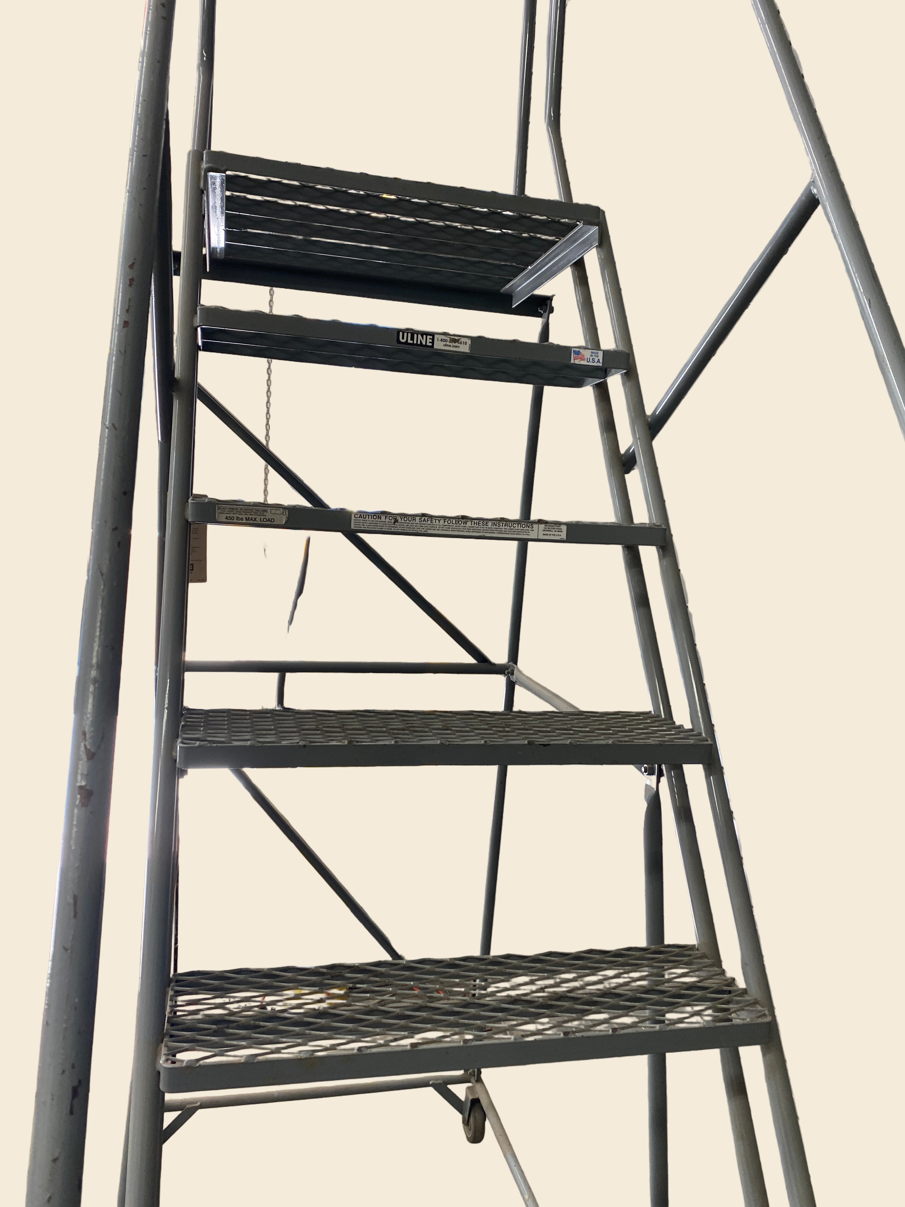 Uline 8 Step Rolling Safety Ladder Assembled w/ 20" Top Step