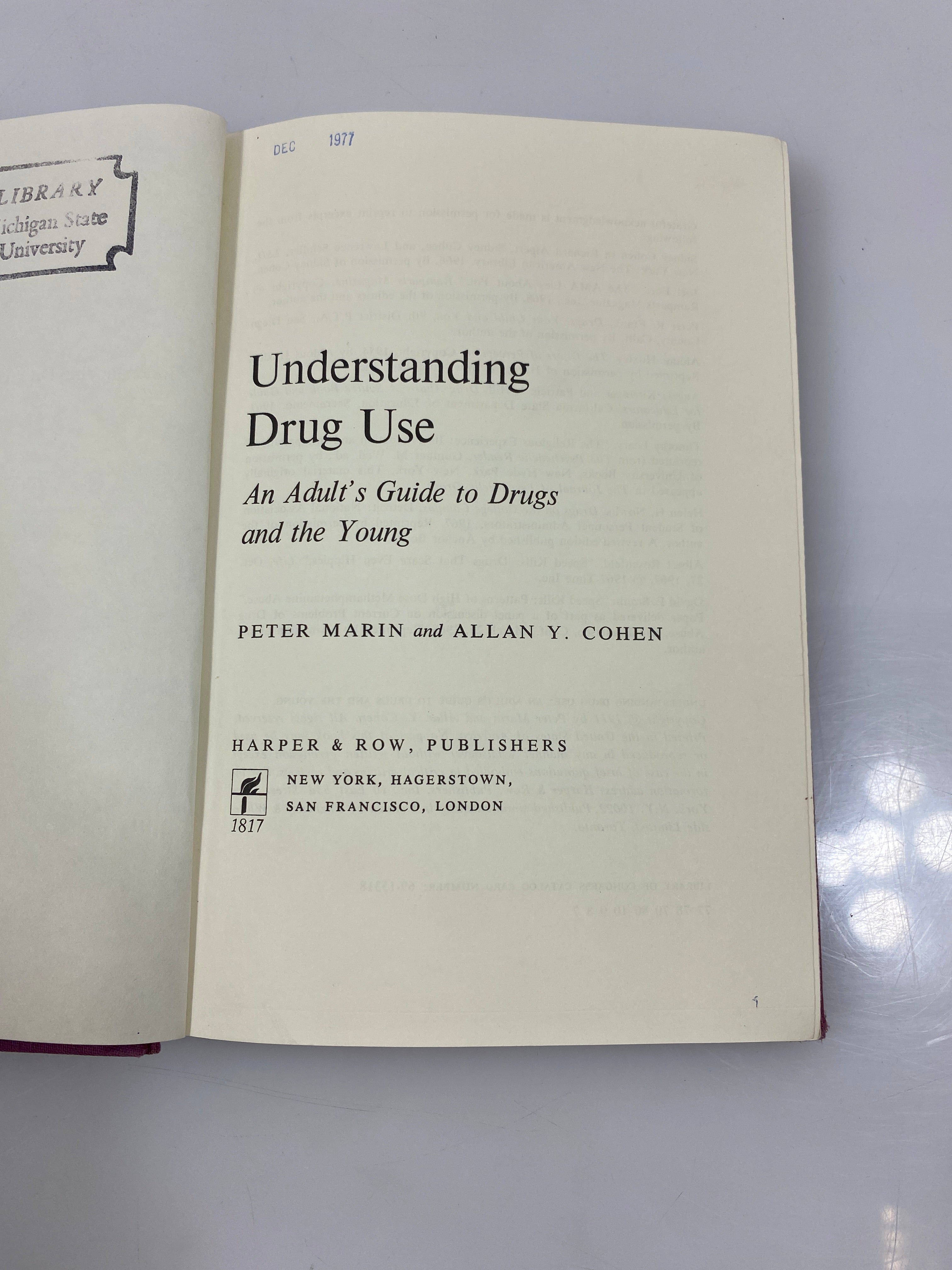 Understanding Drug Use by Marin/Cohen Ex-library 1971 HC