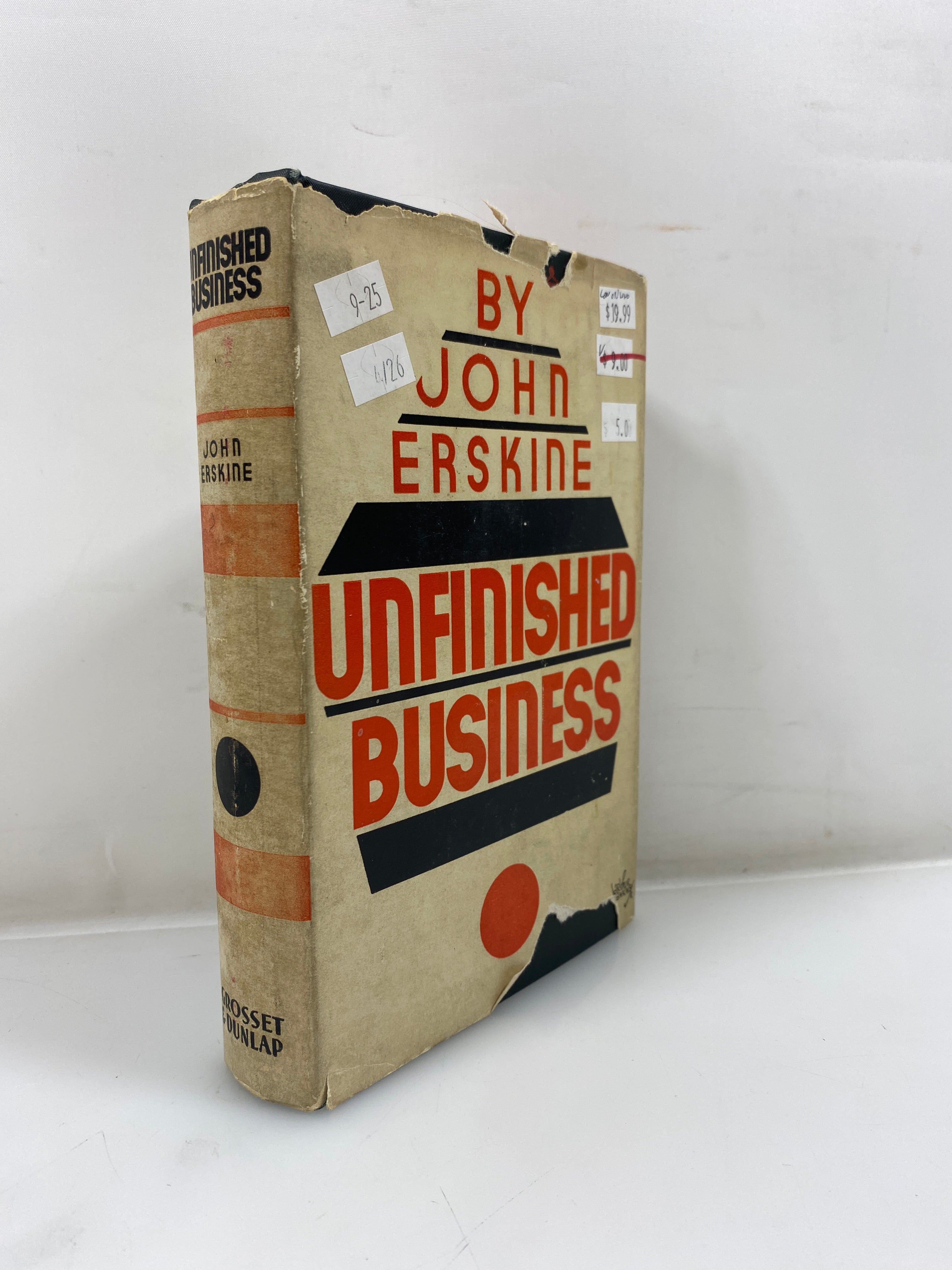Unfinished Business by John Erskine 1931 1st Ed. HCDJ