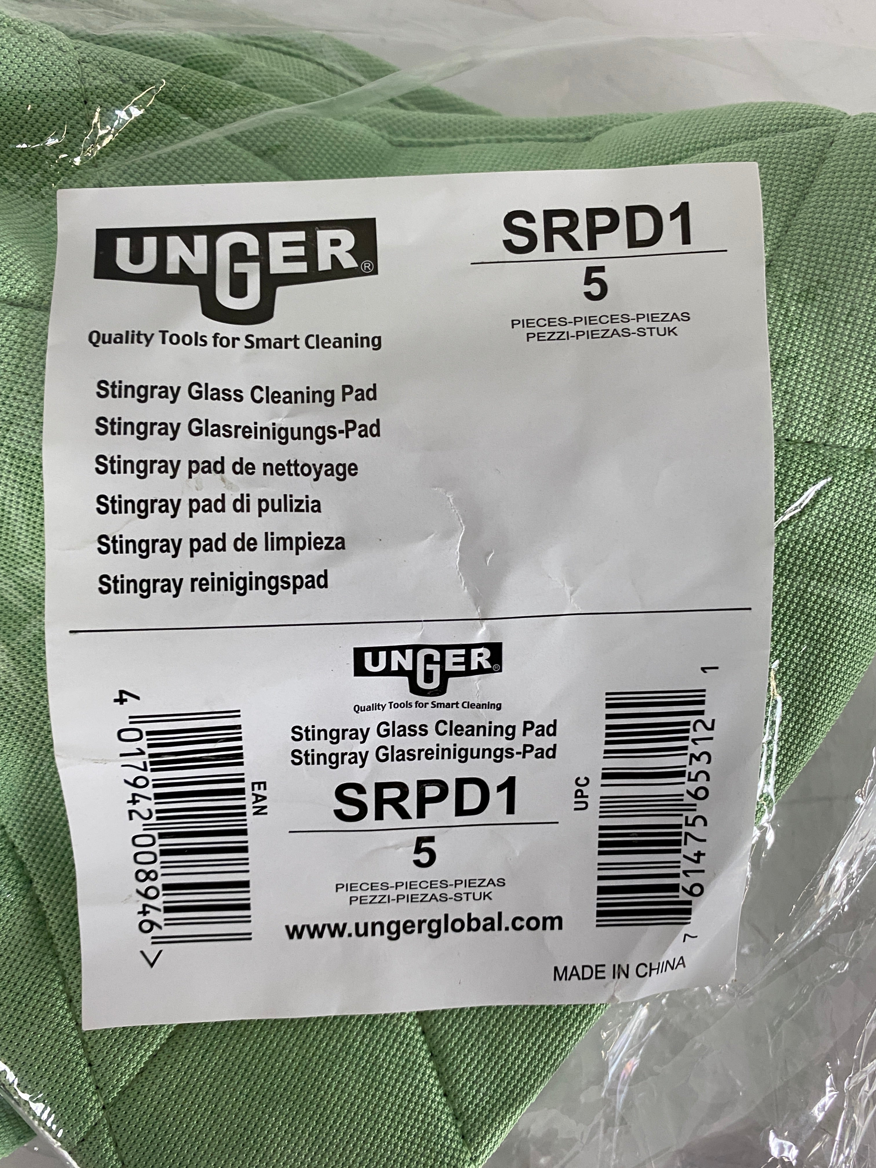 Uniger Green SRPD1 Stingray Glass Cleaning Pad Pack of 5