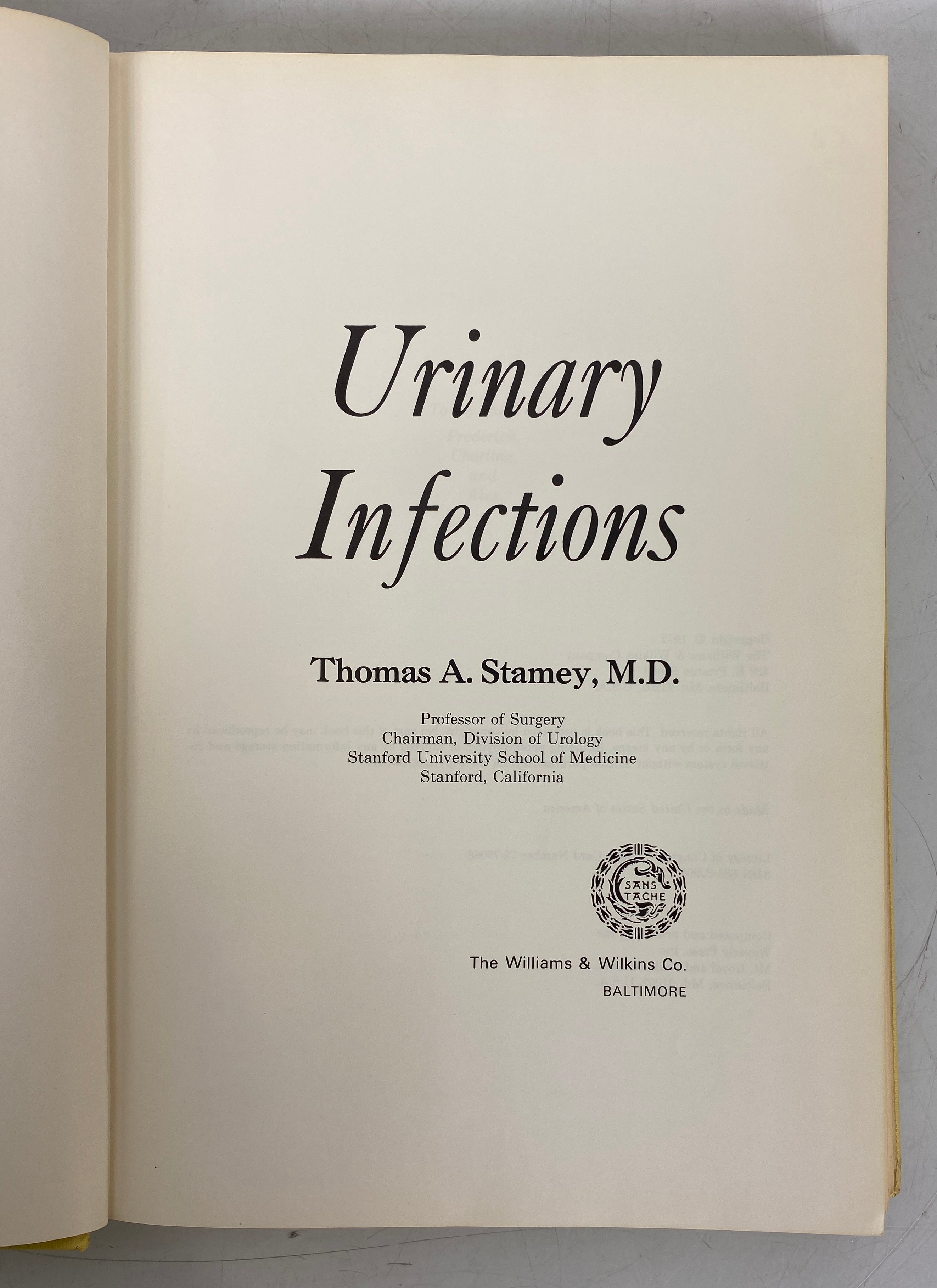 Urinary Infections by Thomas Stamey 1972 Vintage HC