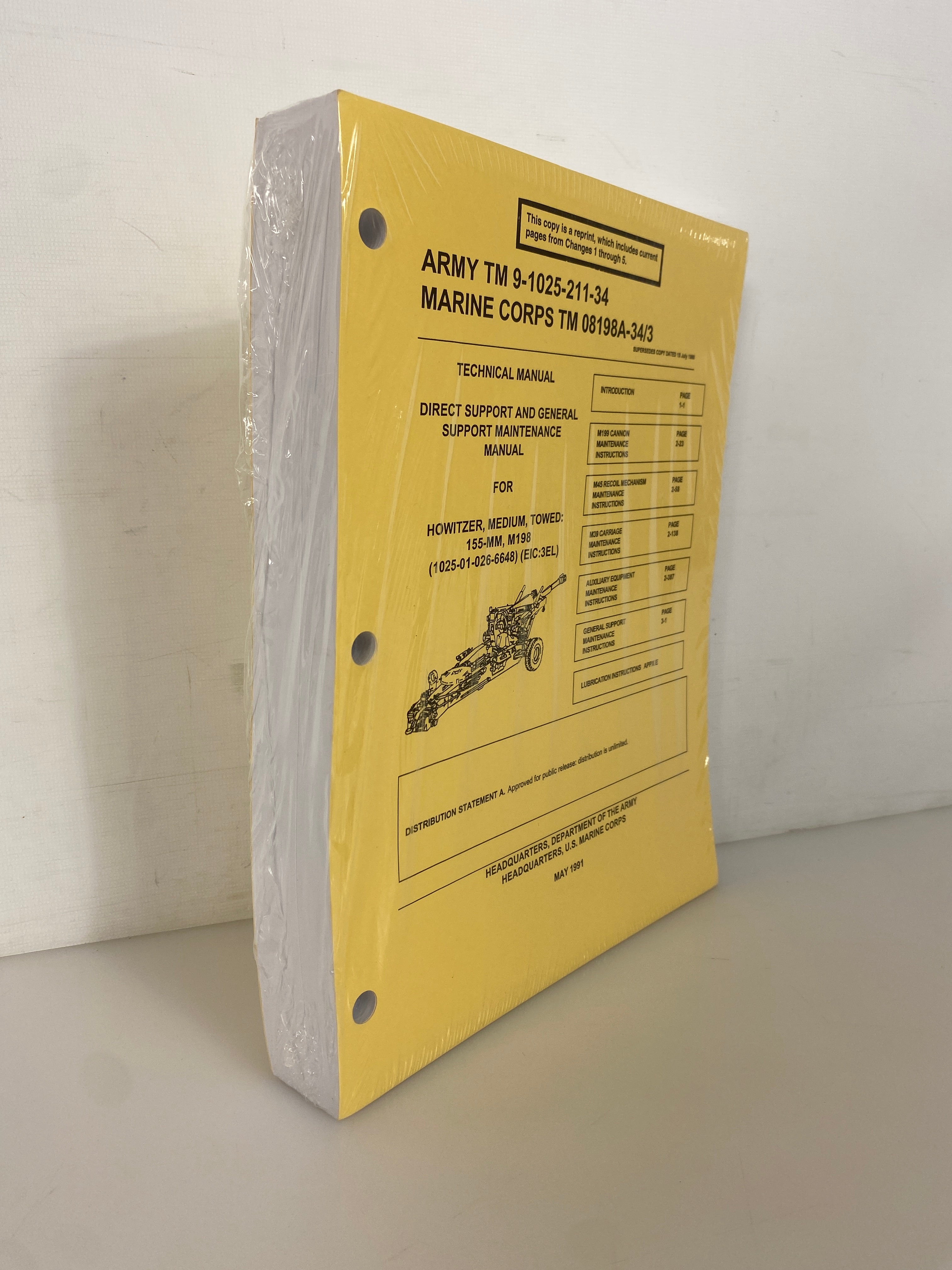 US Army Technical Manual Howitzer Medium Towed 1991 Unopened Loose Leaf Reprint