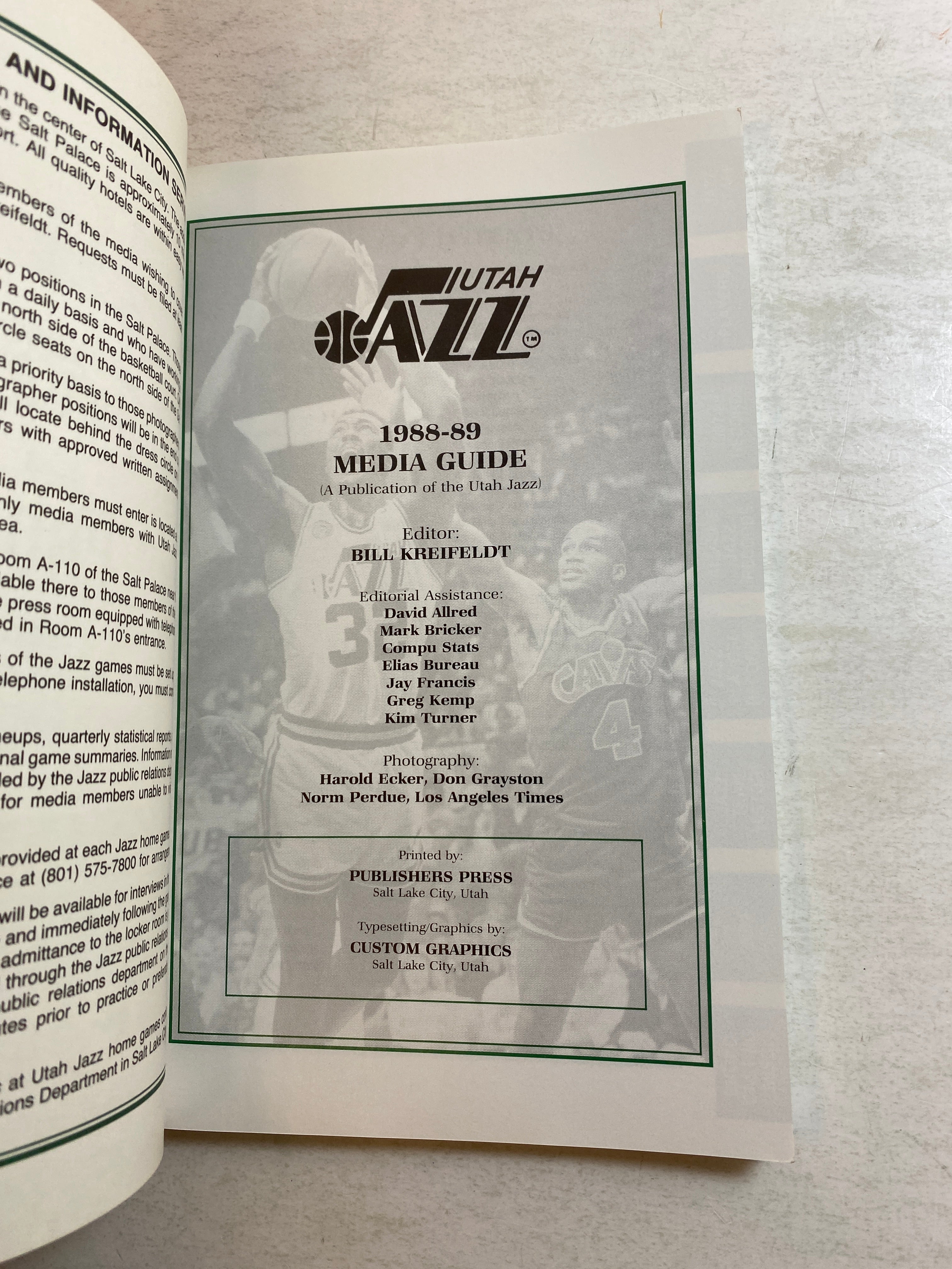 Utah Jazz NBA Media Guide 1988-1989