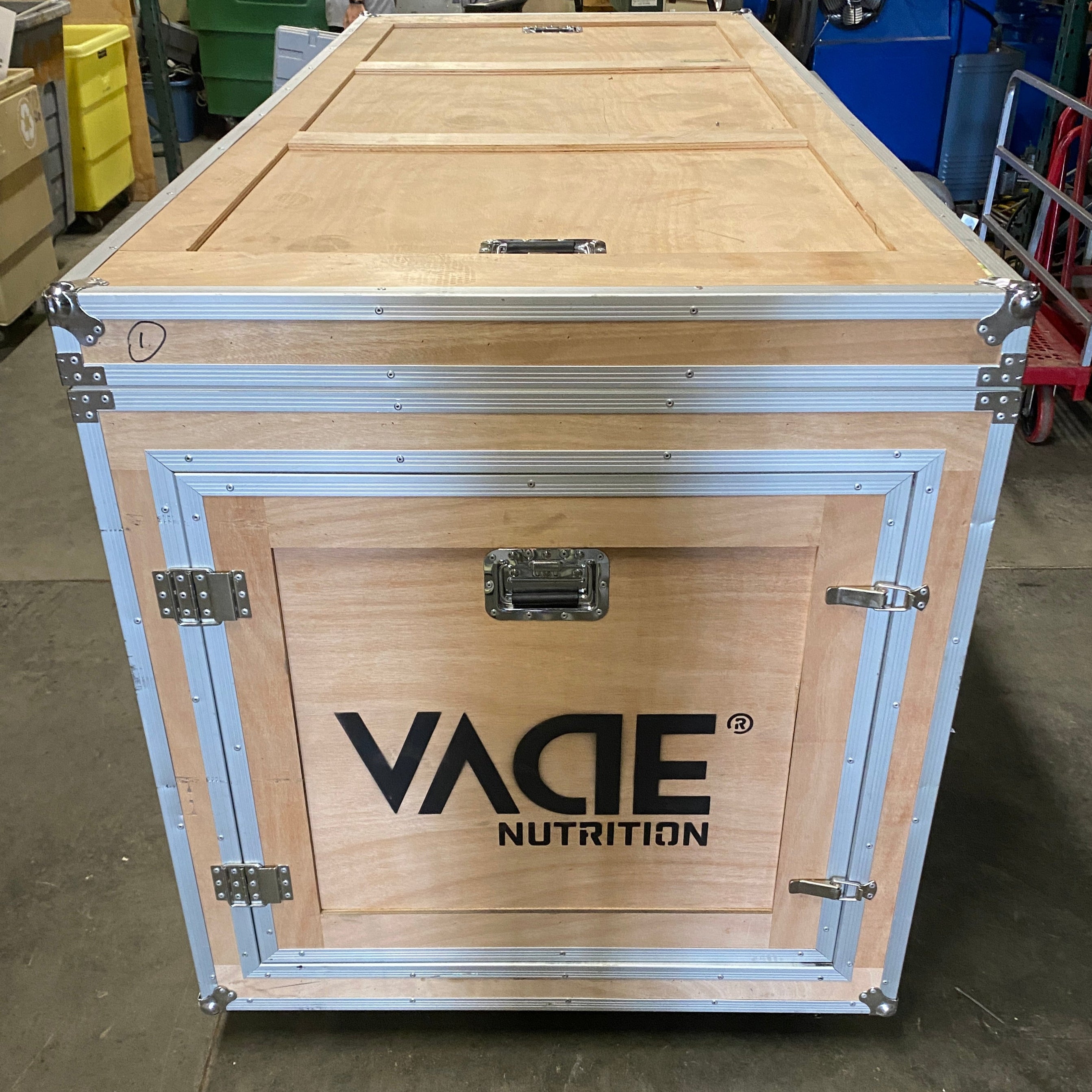Vacie Nutrition Wood Metal Frame Wheeled Crate