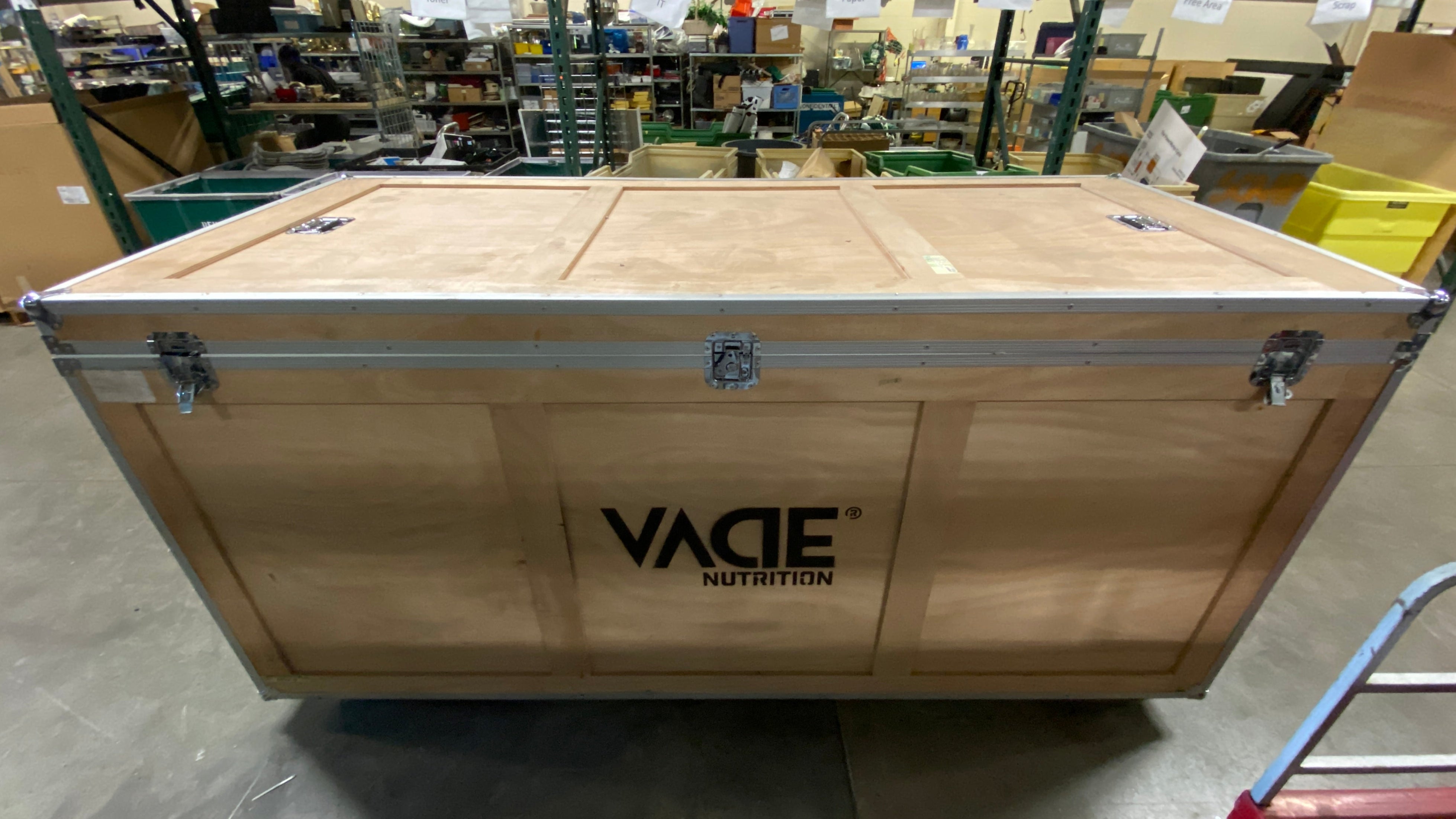 Vacie Nutrition Wood Metal Frame Wheeled Crate