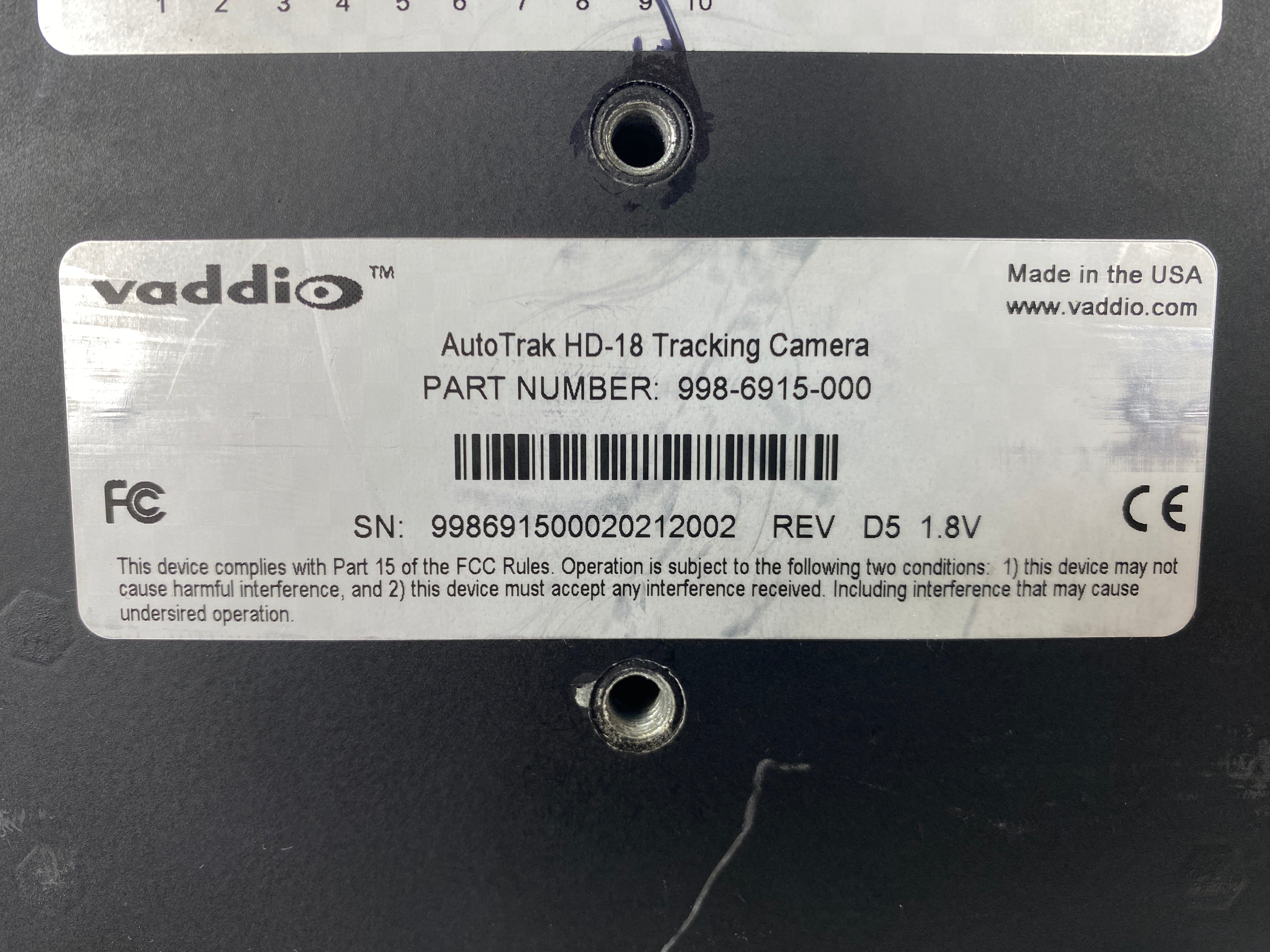 Vaddio 998-6915-000 AutoTrak HD-18 Tracking Camera