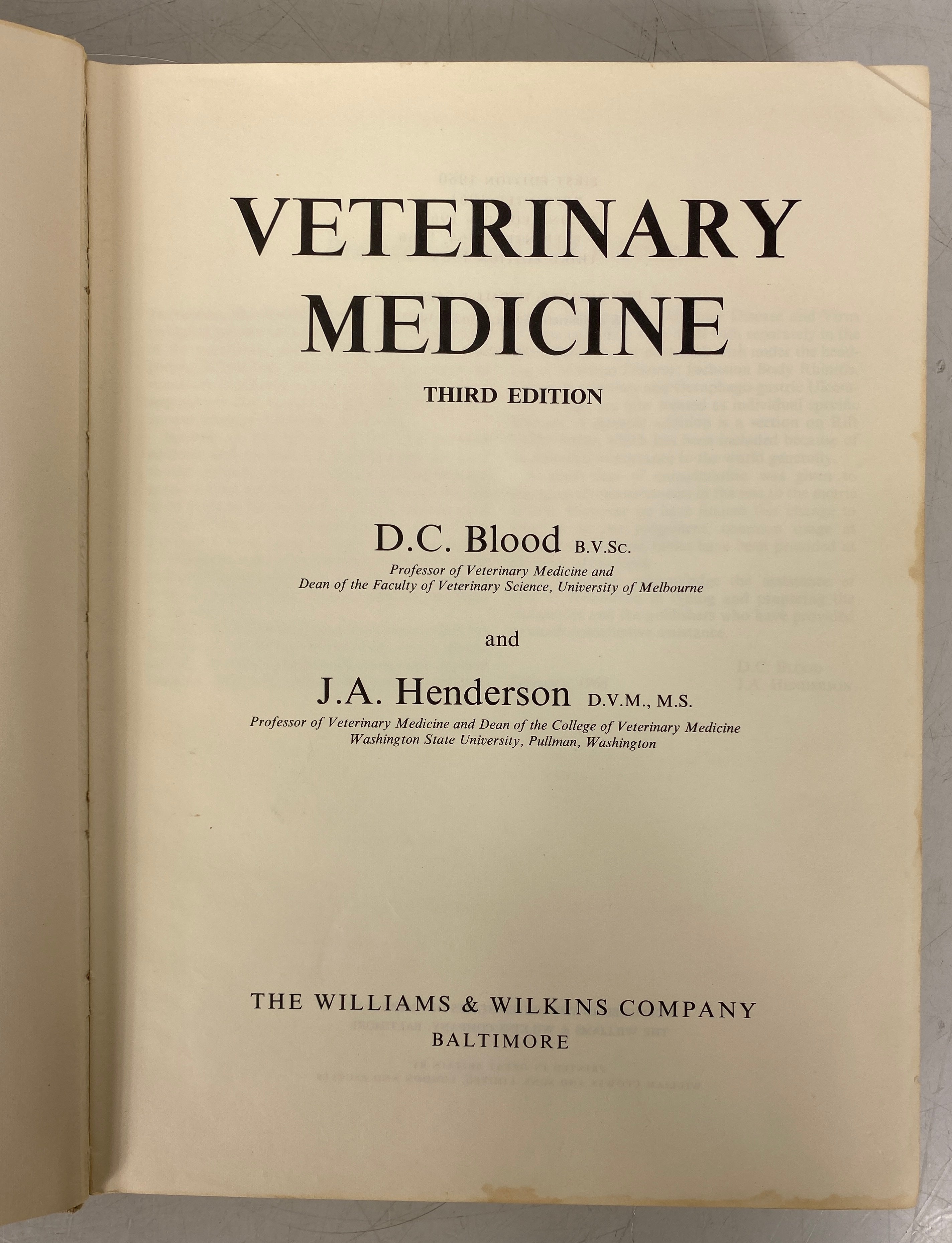 Veterinary Medicine by Blood/Henderson 1968 Third Edition HC