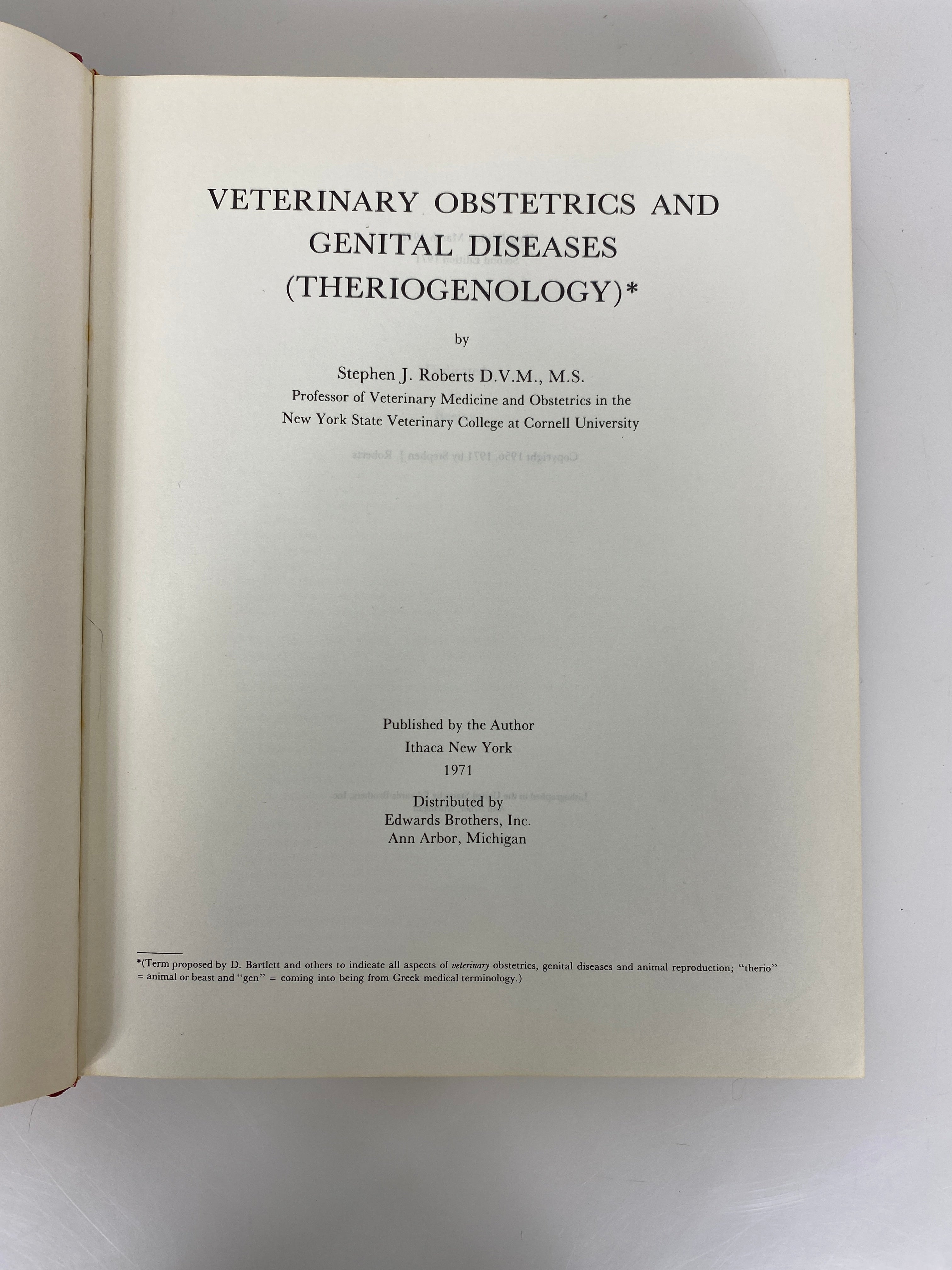 Veterinary Obstetrics & Genital Diseases by Stephen Roberts 1971 2nd Edition