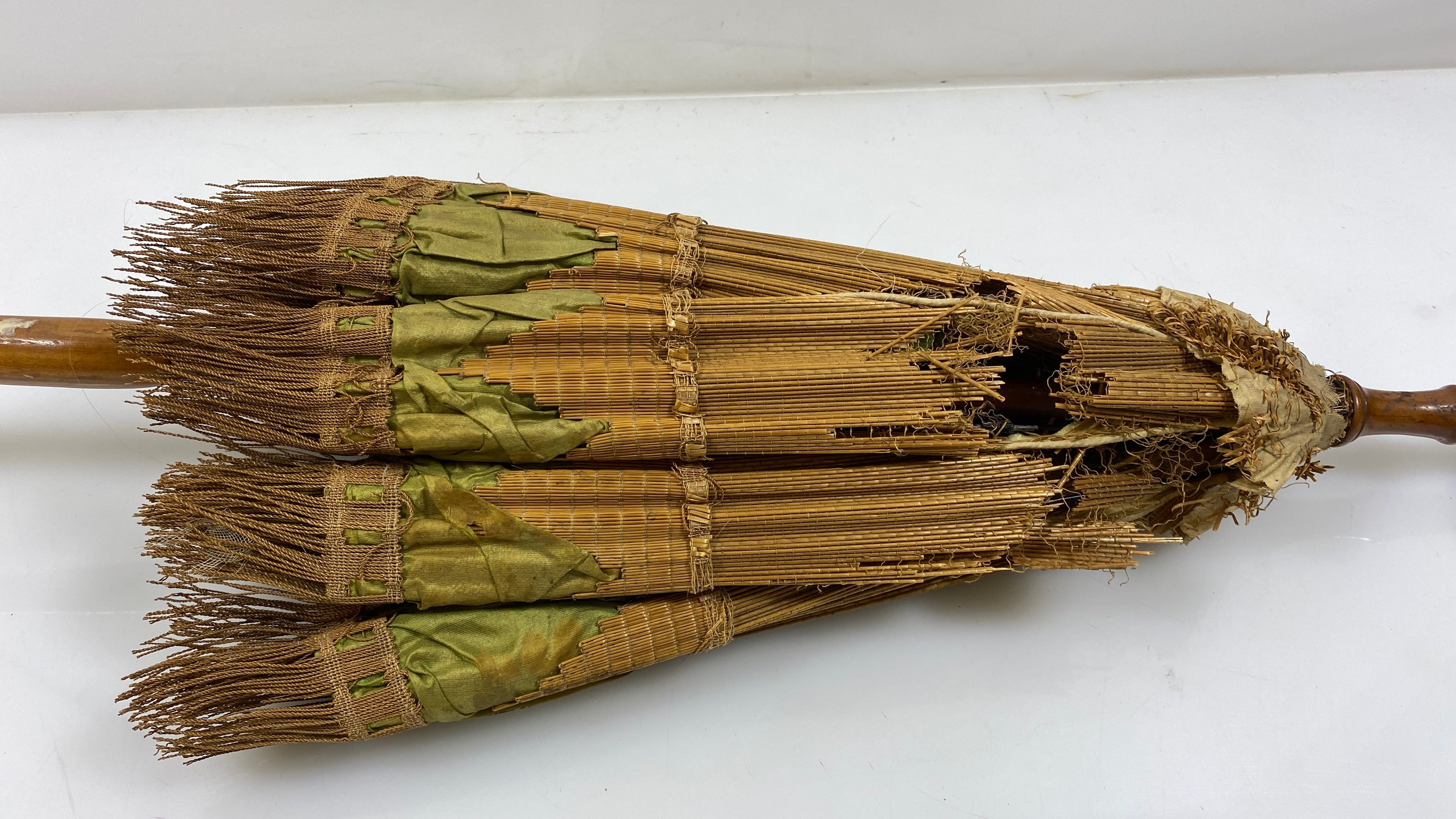 Vintage 1860's-1880's Tan and Green Parasol