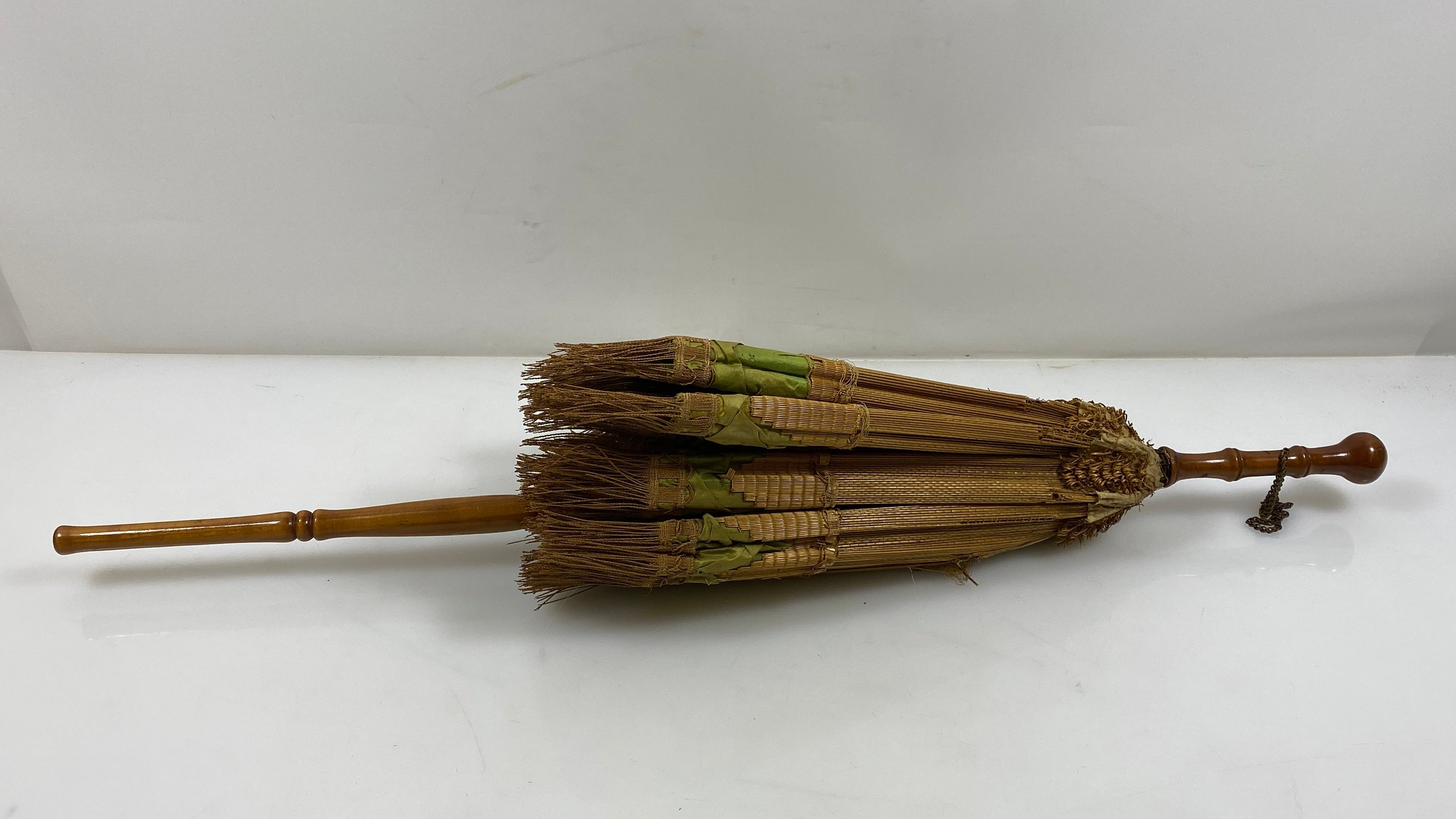 Vintage 1860's-1880's Tan and Green Parasol