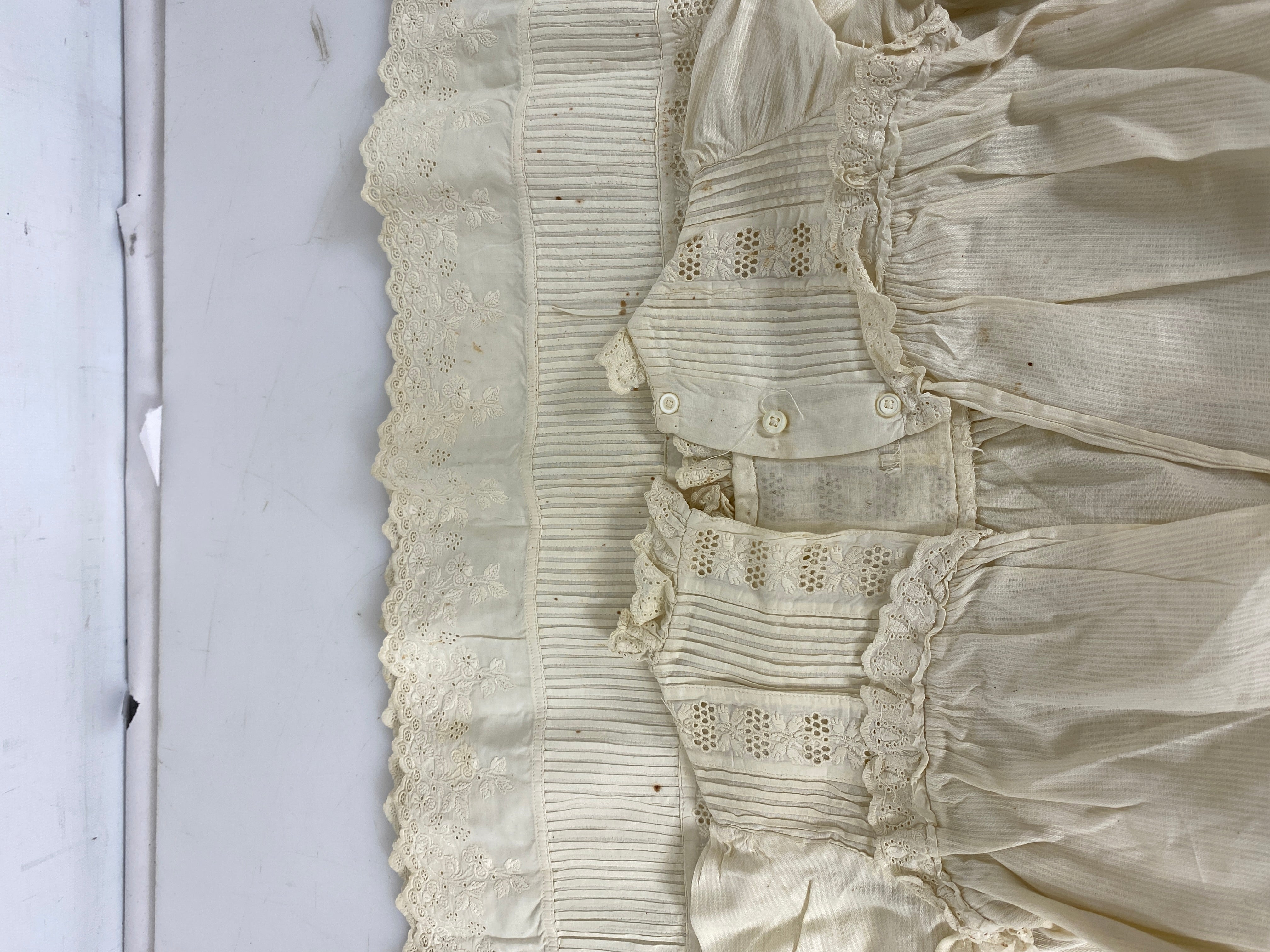 Vintage 1893 White Cotton Infant's Dress
