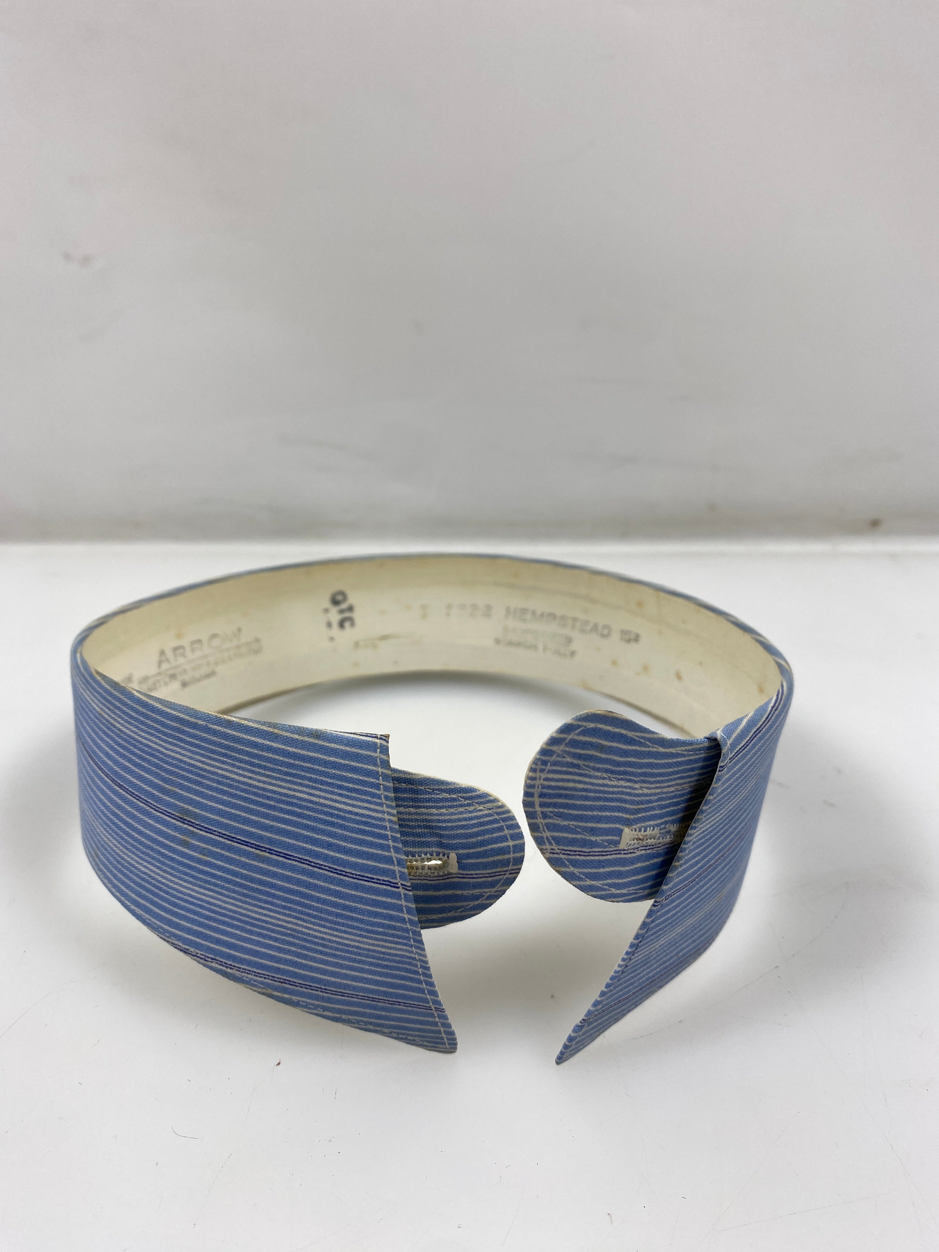 Vintage 1910s "Arrow Cluett, Peabody & Co." Blue and White Striped Starched Collar Size 15 1/2 (Copy)