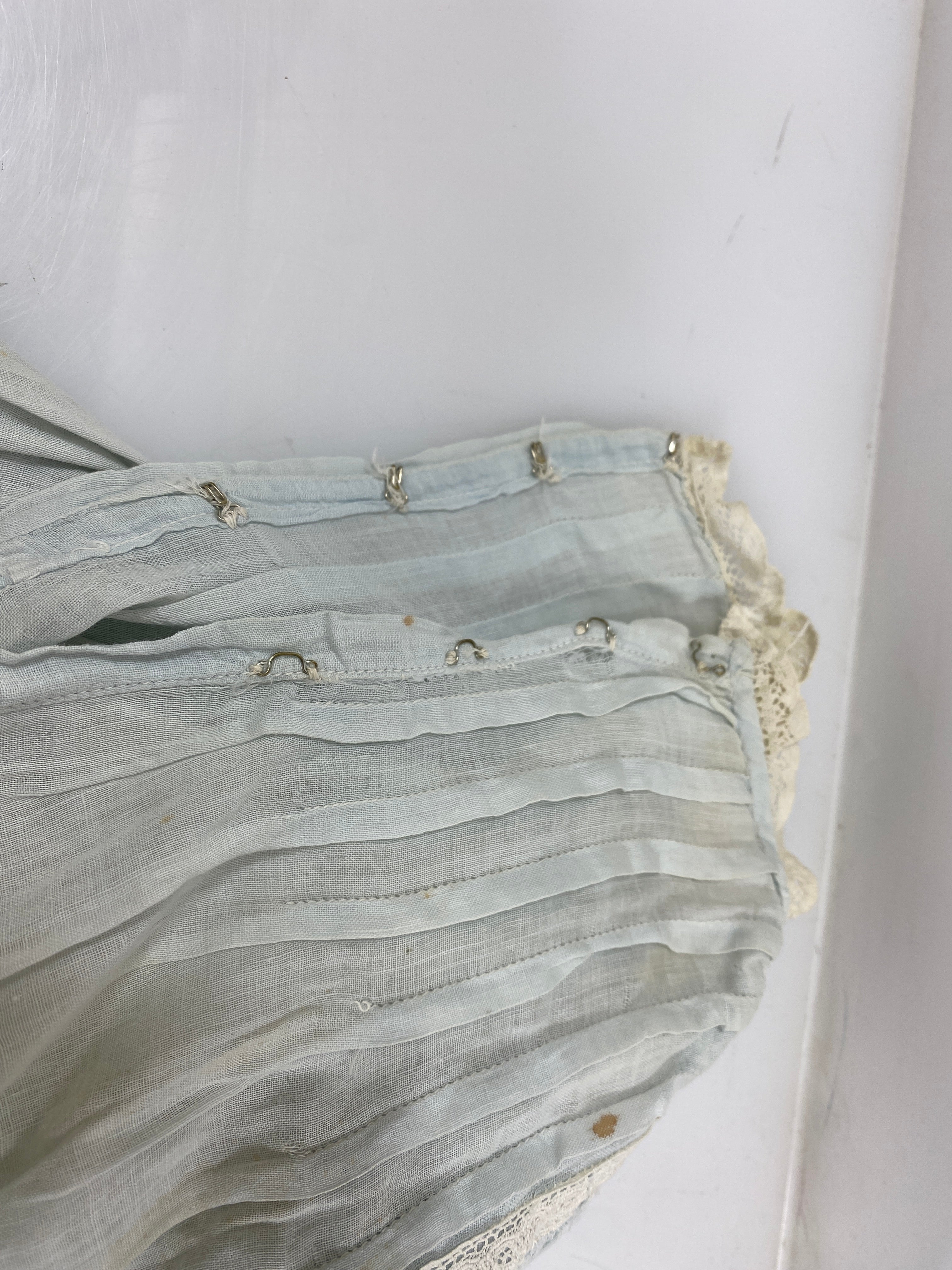 Vintage 1910s Light Blue Baby's Dress with Lace Details