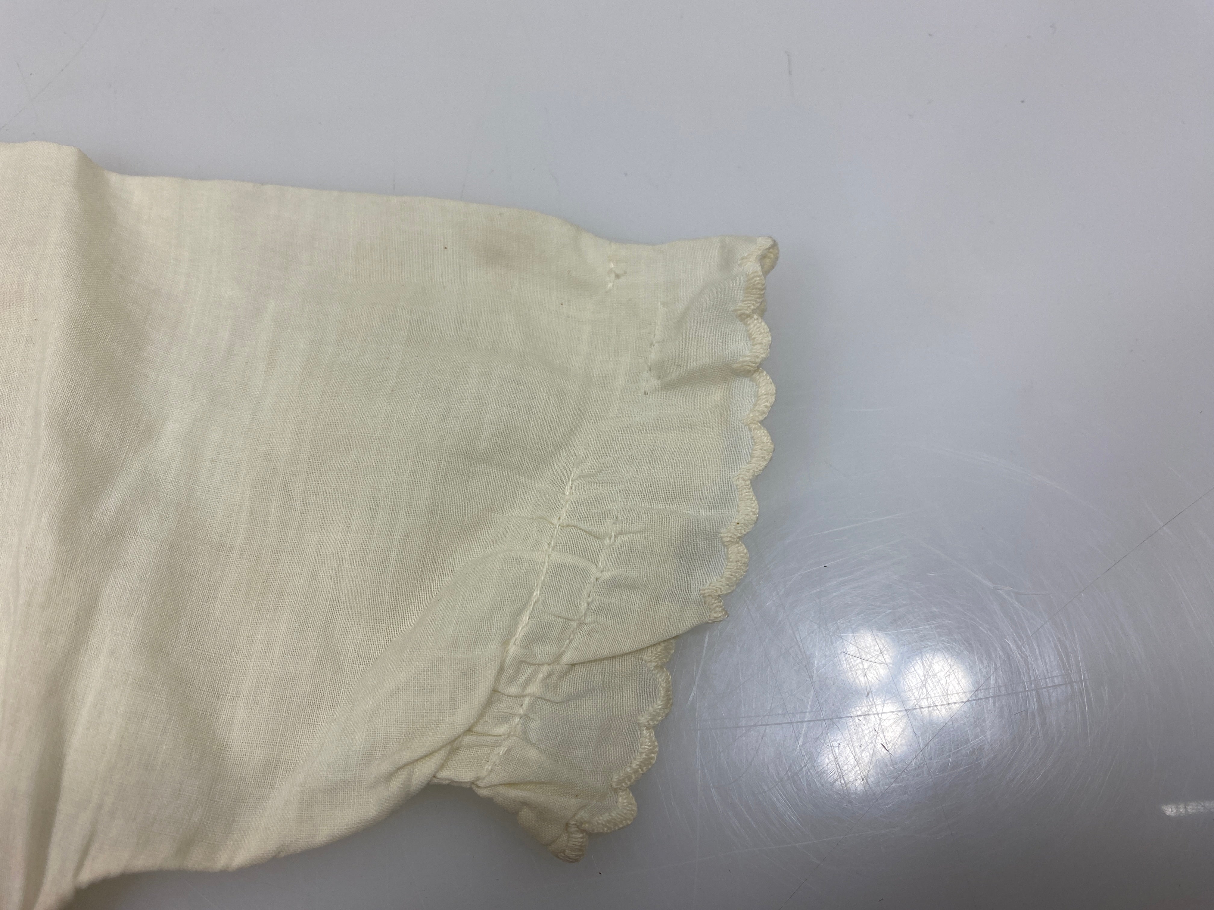 Vintage 1910s White Linen Baby's Dress with Floral Embroidery