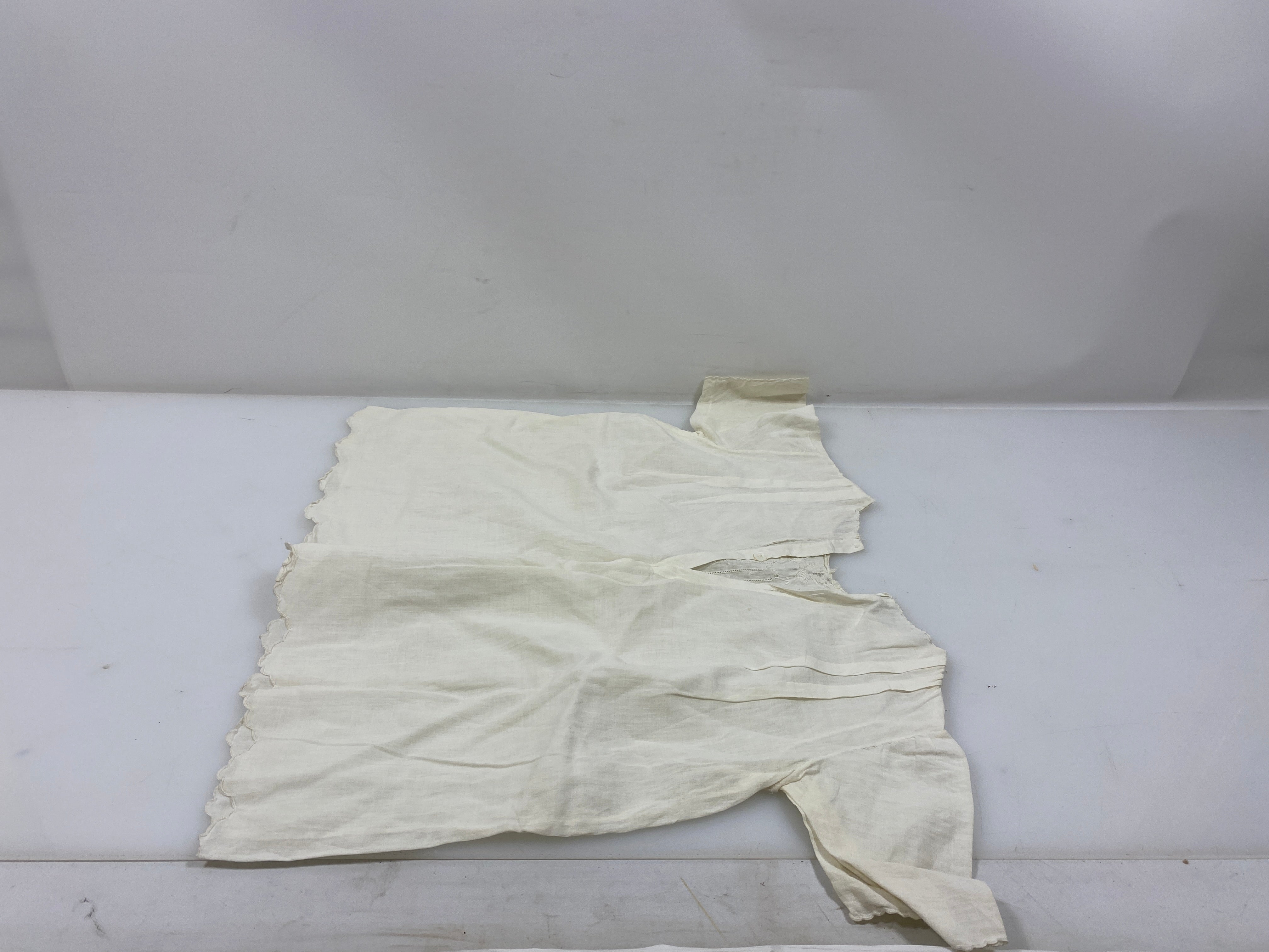 Vintage 1910s White Linen Baby's Dress with Intricate Embroidery