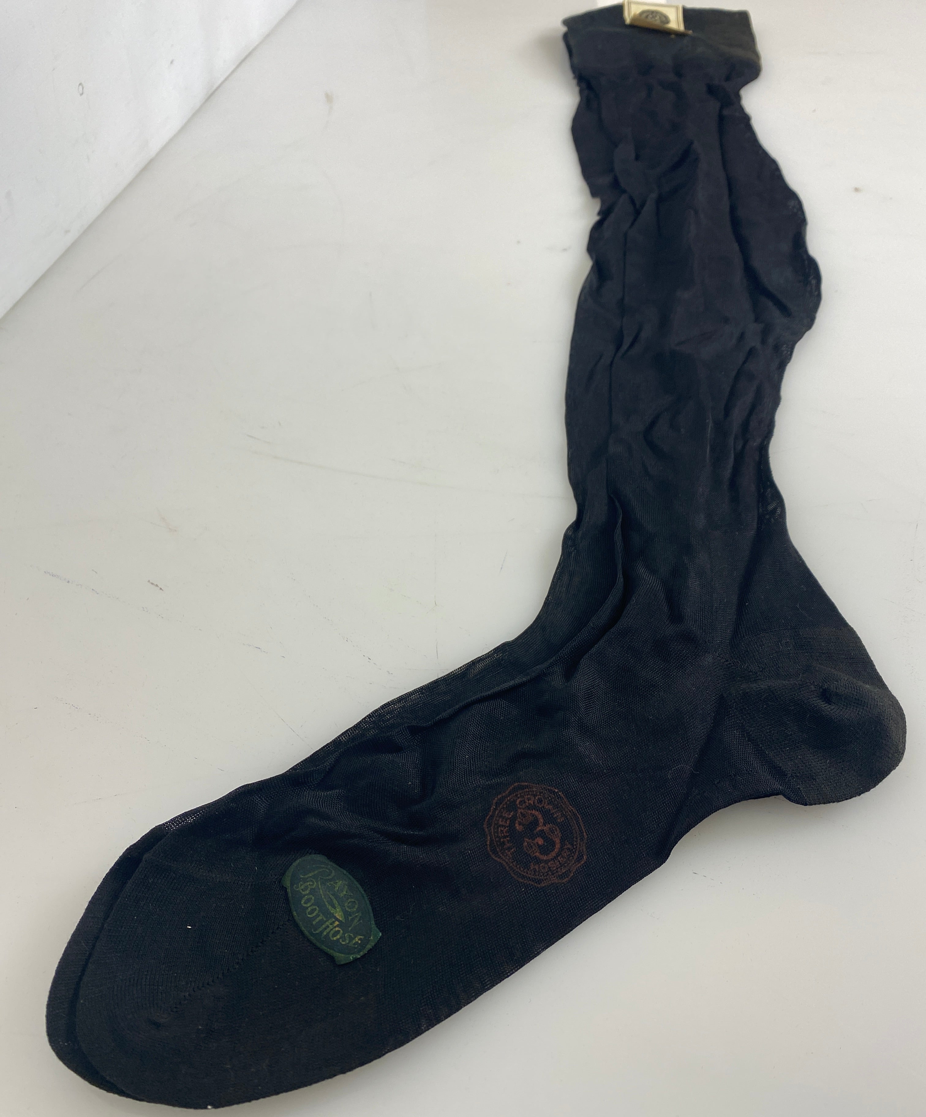 Vintage 1920's Black Rayon Stockings