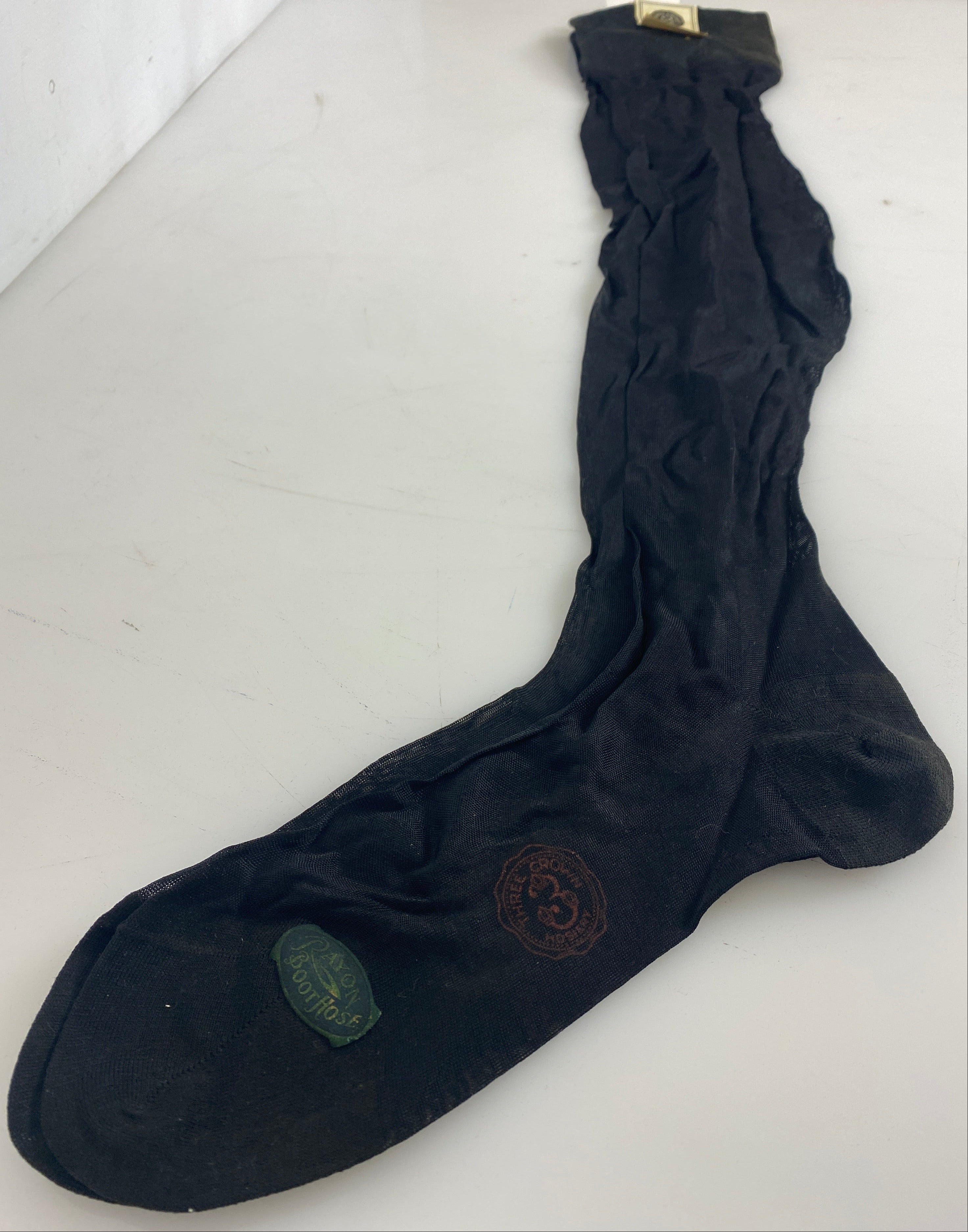 Vintage 1920's Black Rayon Stockings