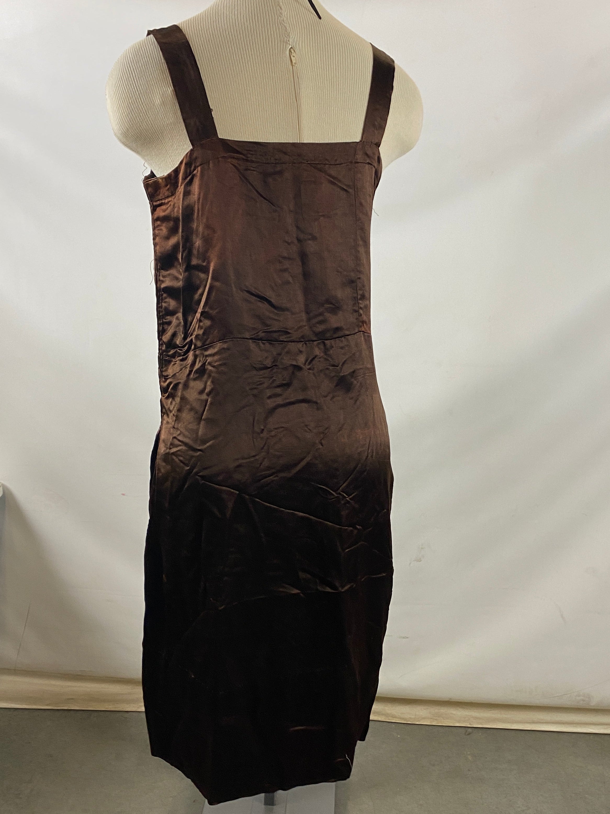 Vintage 1920s Brown Rayon Silk Slip Size Unknown