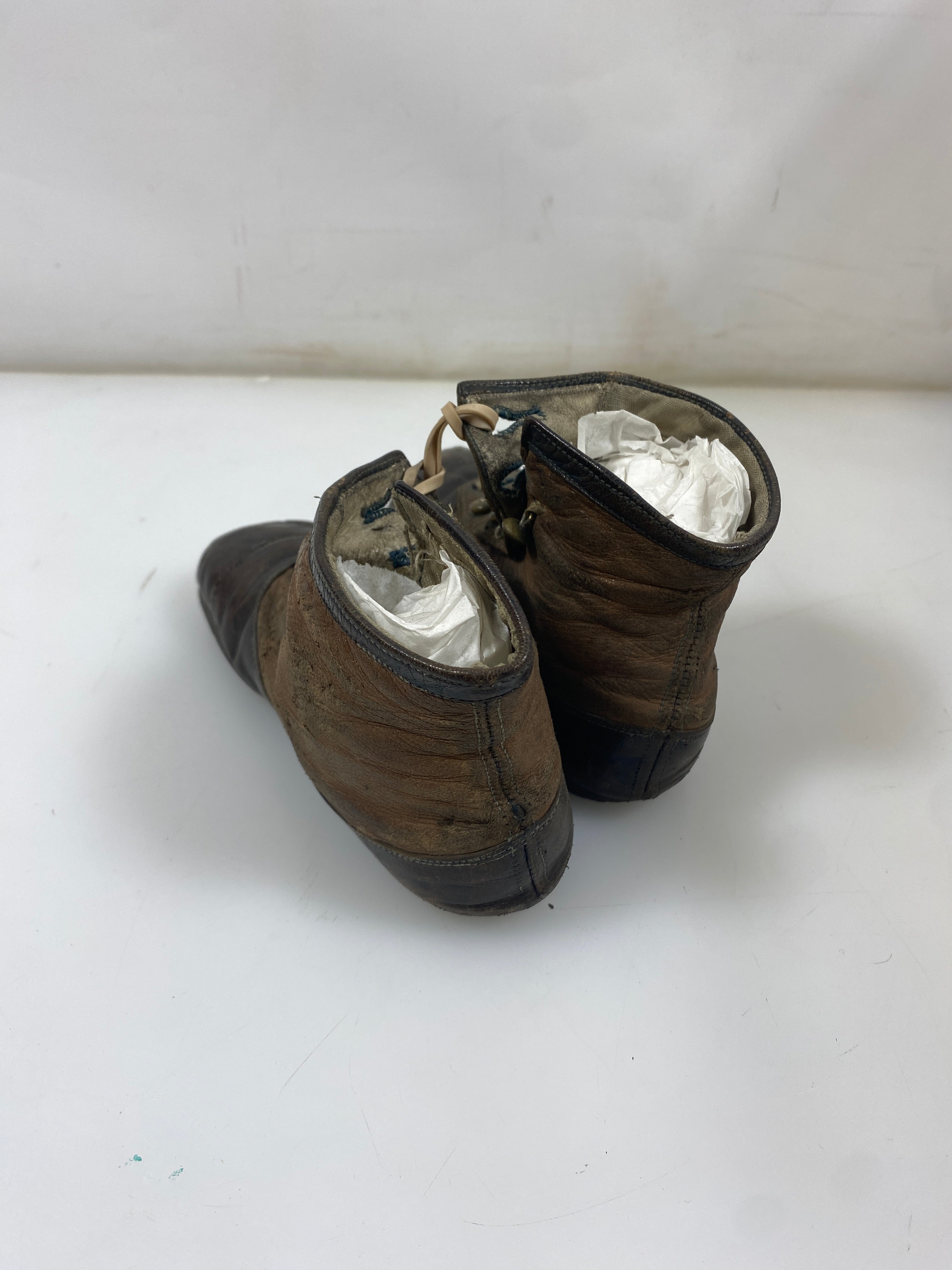 Vintage 1920s Children's Brown Leather Shoes